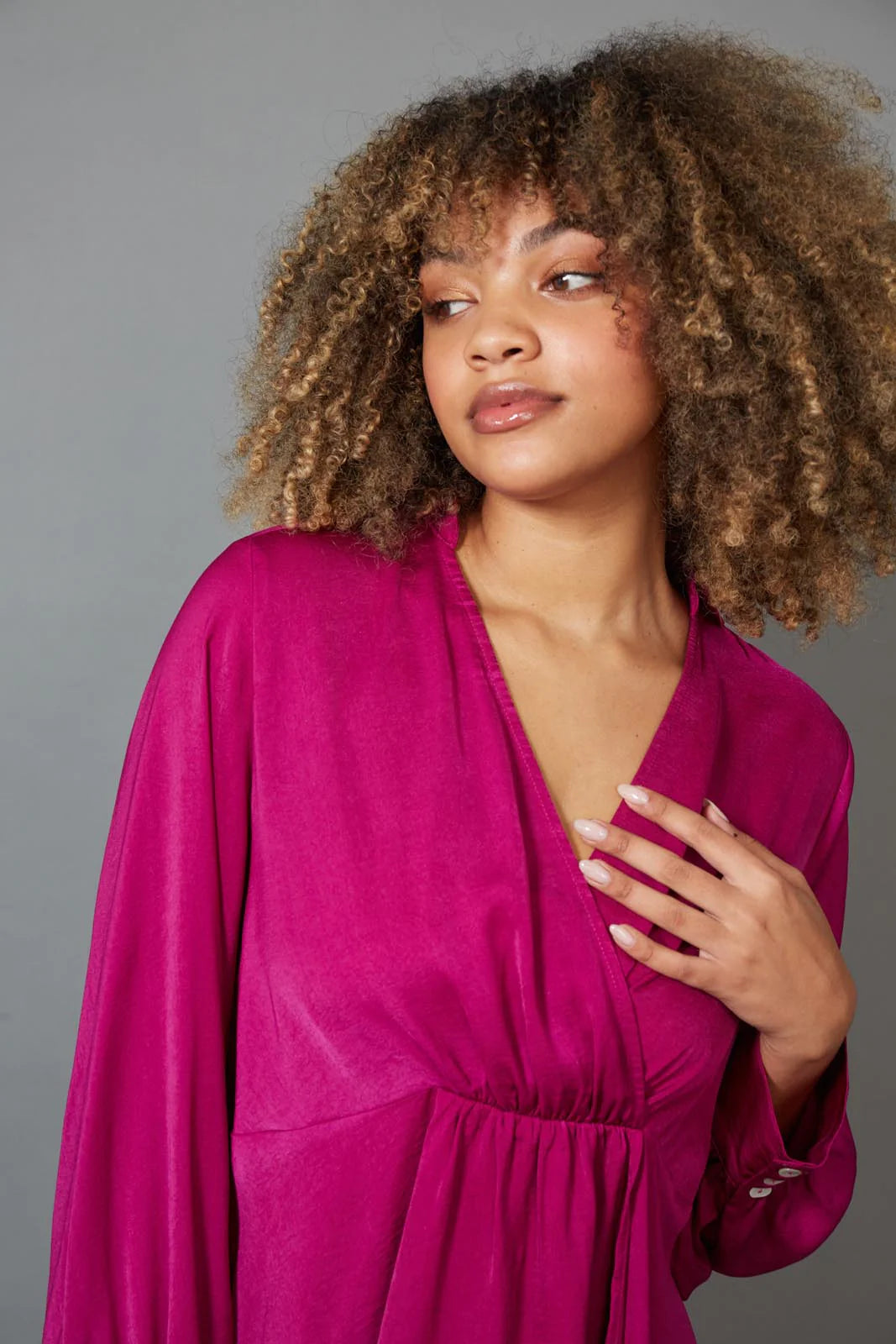 Winona Pleat Blouse - Mulberry