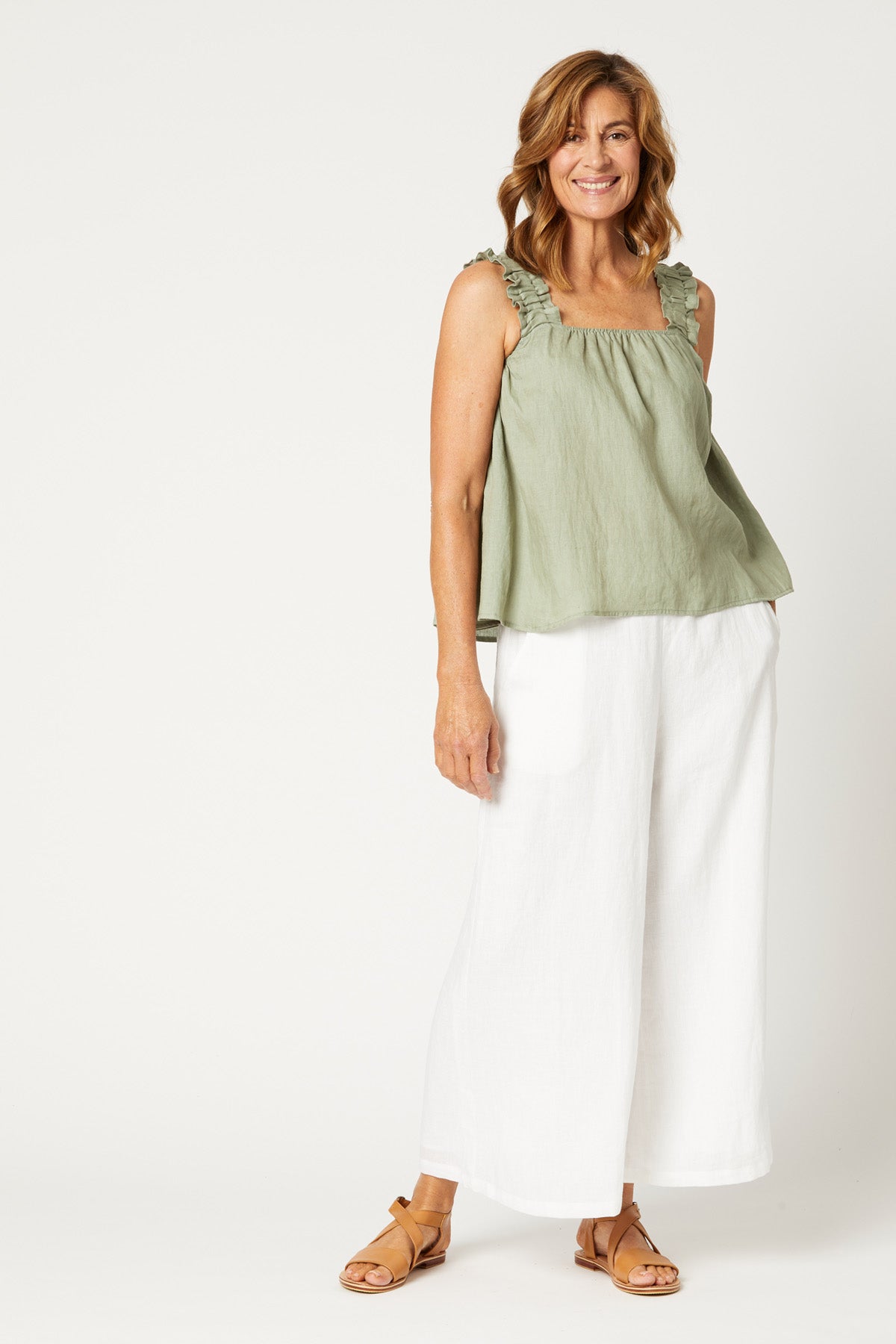 Nala Tank - Sage - eb&ive Clothing - Top Sleeveless Linen