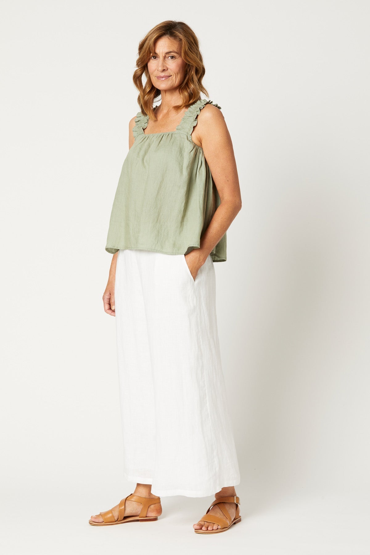 Nala Tank - Sage - eb&ive Clothing - Top Sleeveless Linen