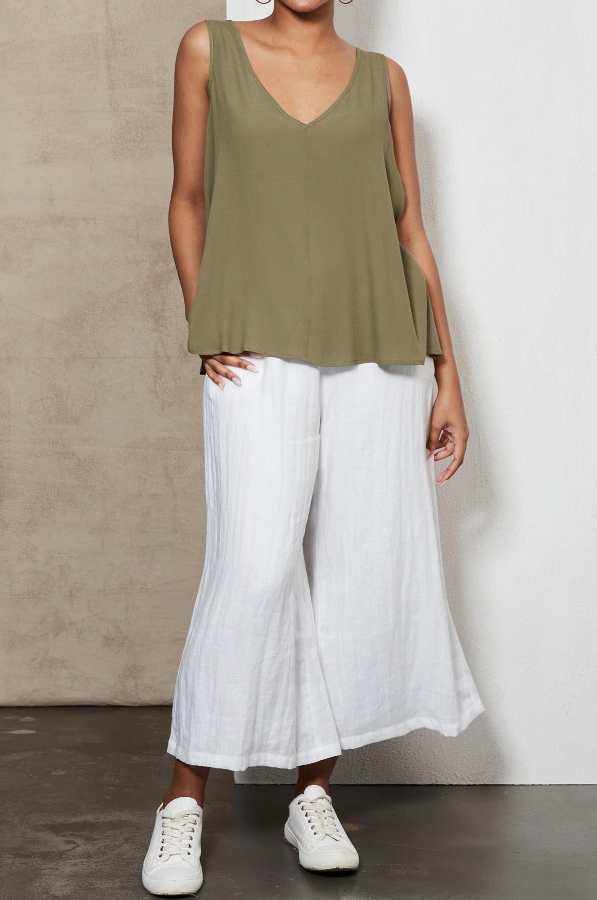Plumeria Tank - Moss - eb&ive Clothing - Top Sleeveless