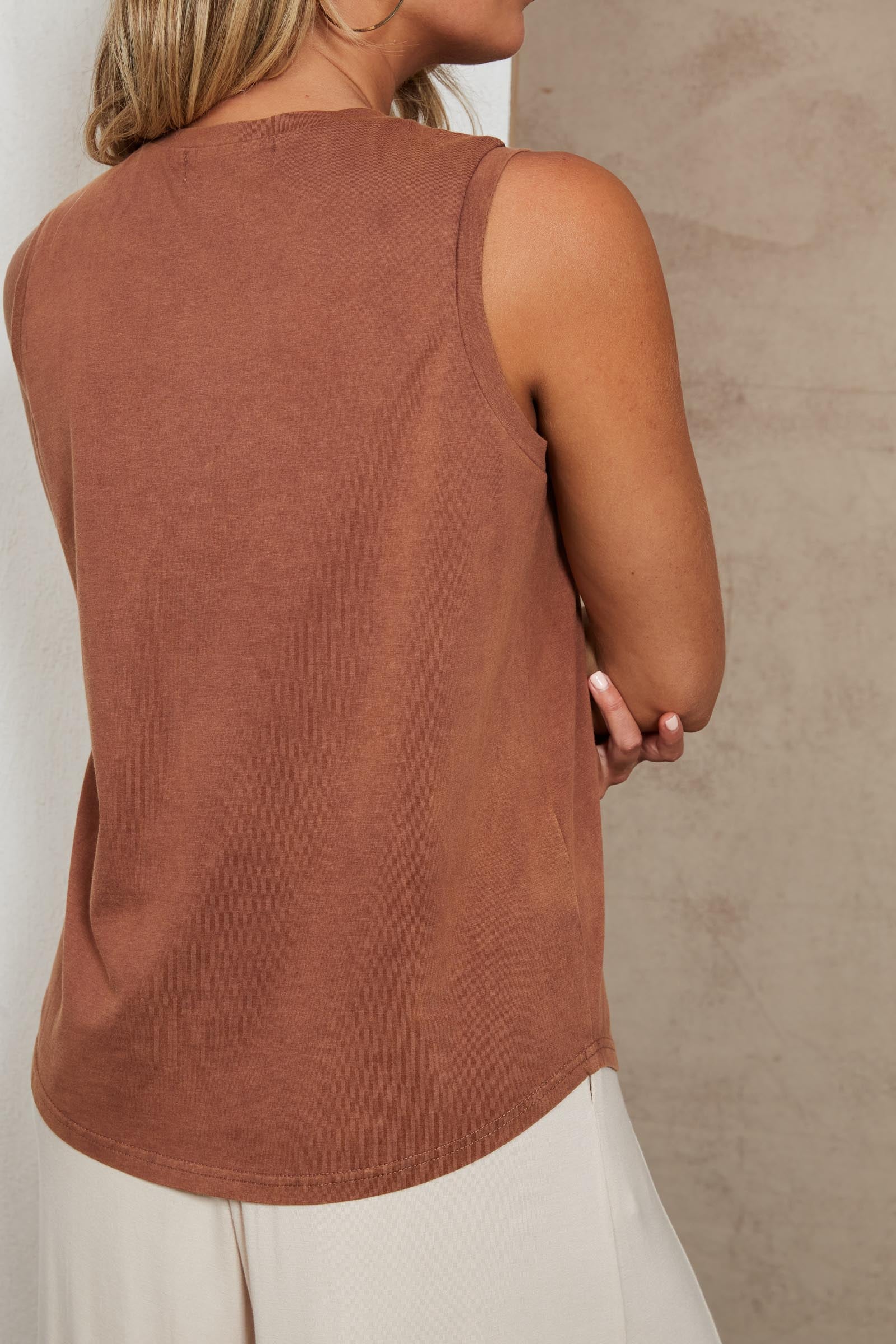 Marra Singlet - Mocha - eb&ive Clothing - Top Sleeveless