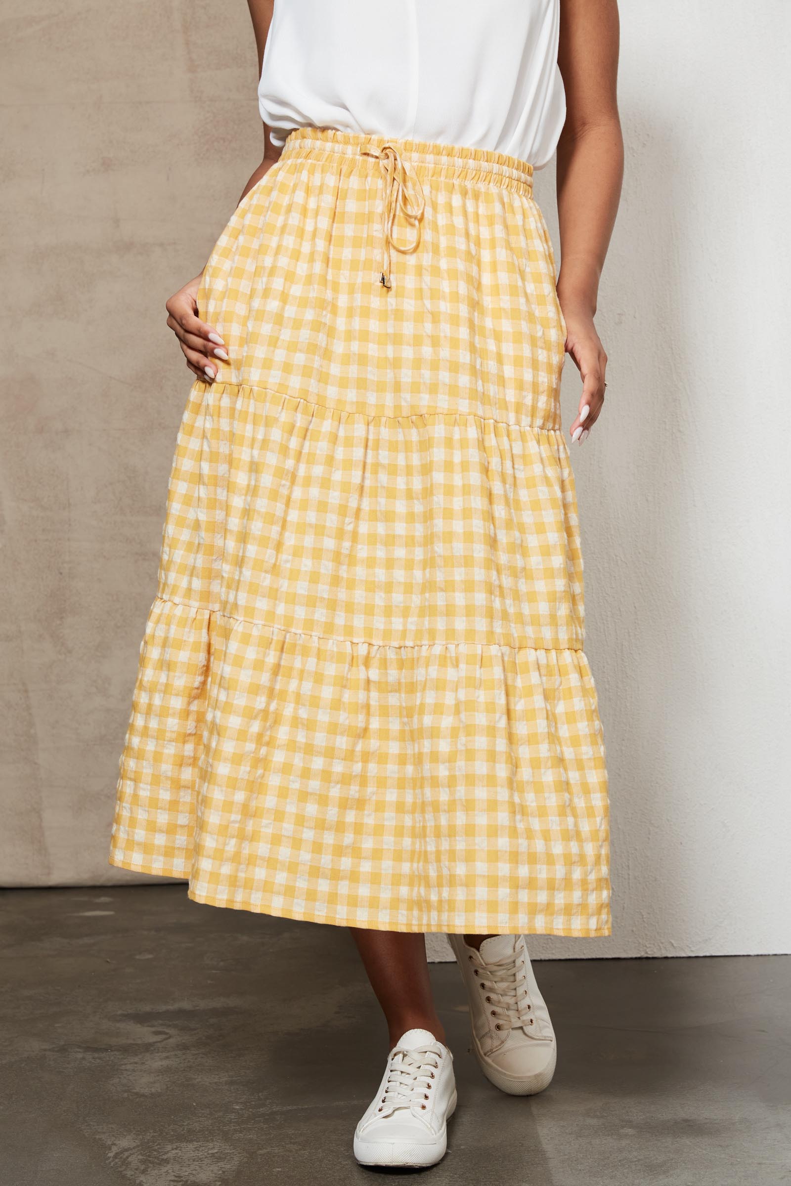 Mimosa Skirt - Honeycomb - eb&ive Clothing - Skirt Mid Linen