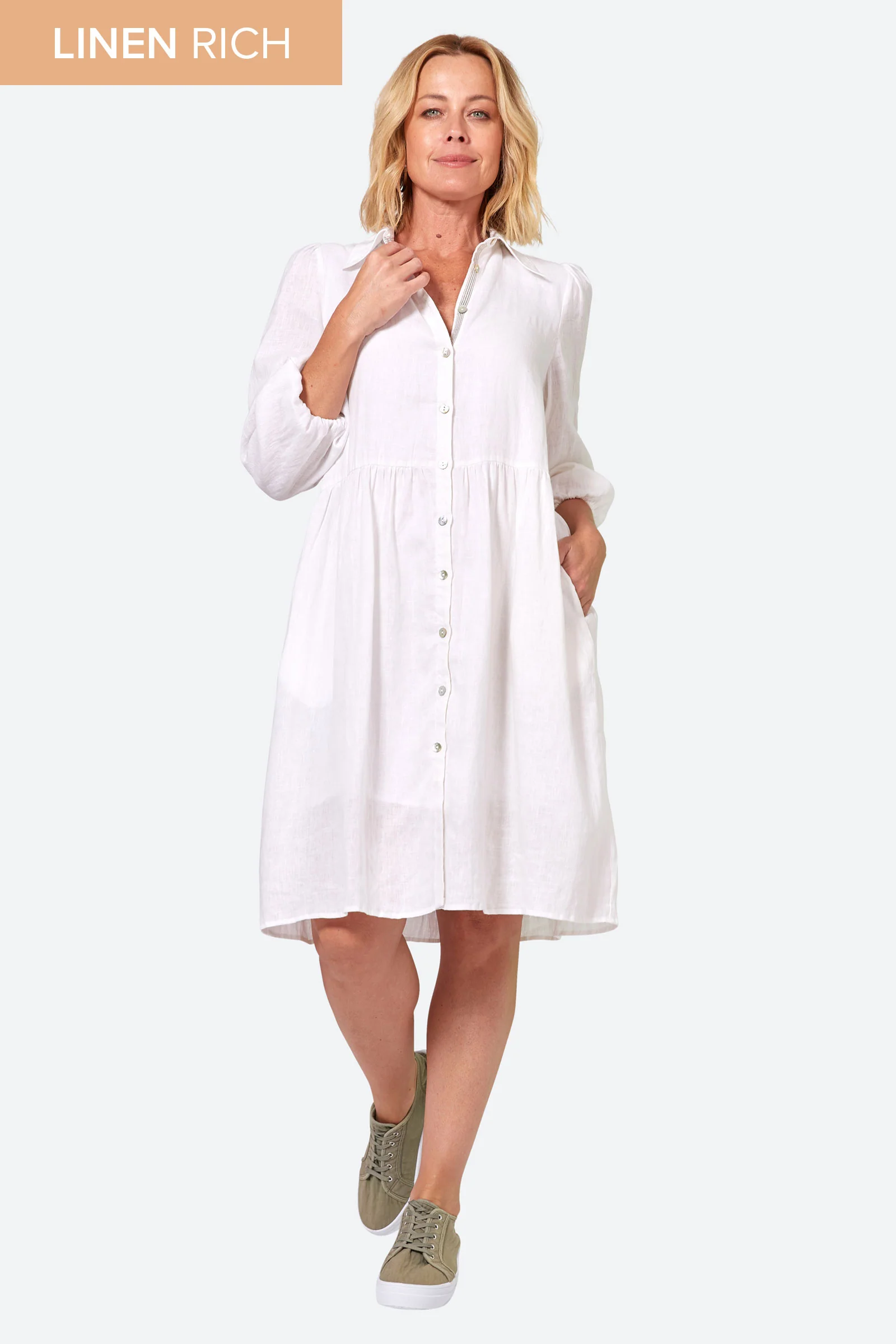Studio Midi Shirt Dress - Salt