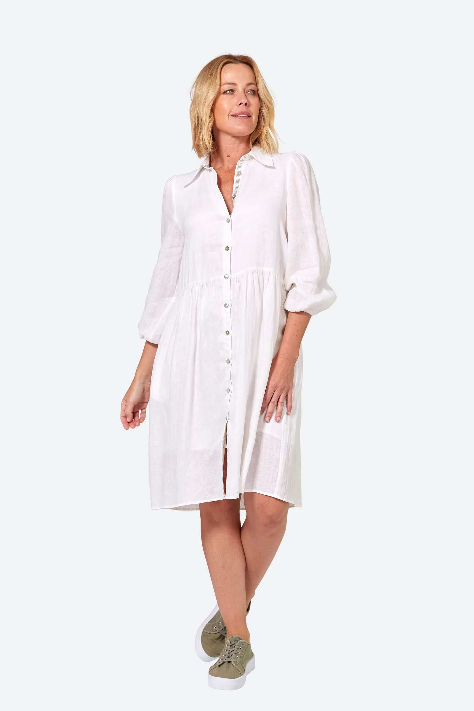 Studio Midi Shirt Dress - Salt