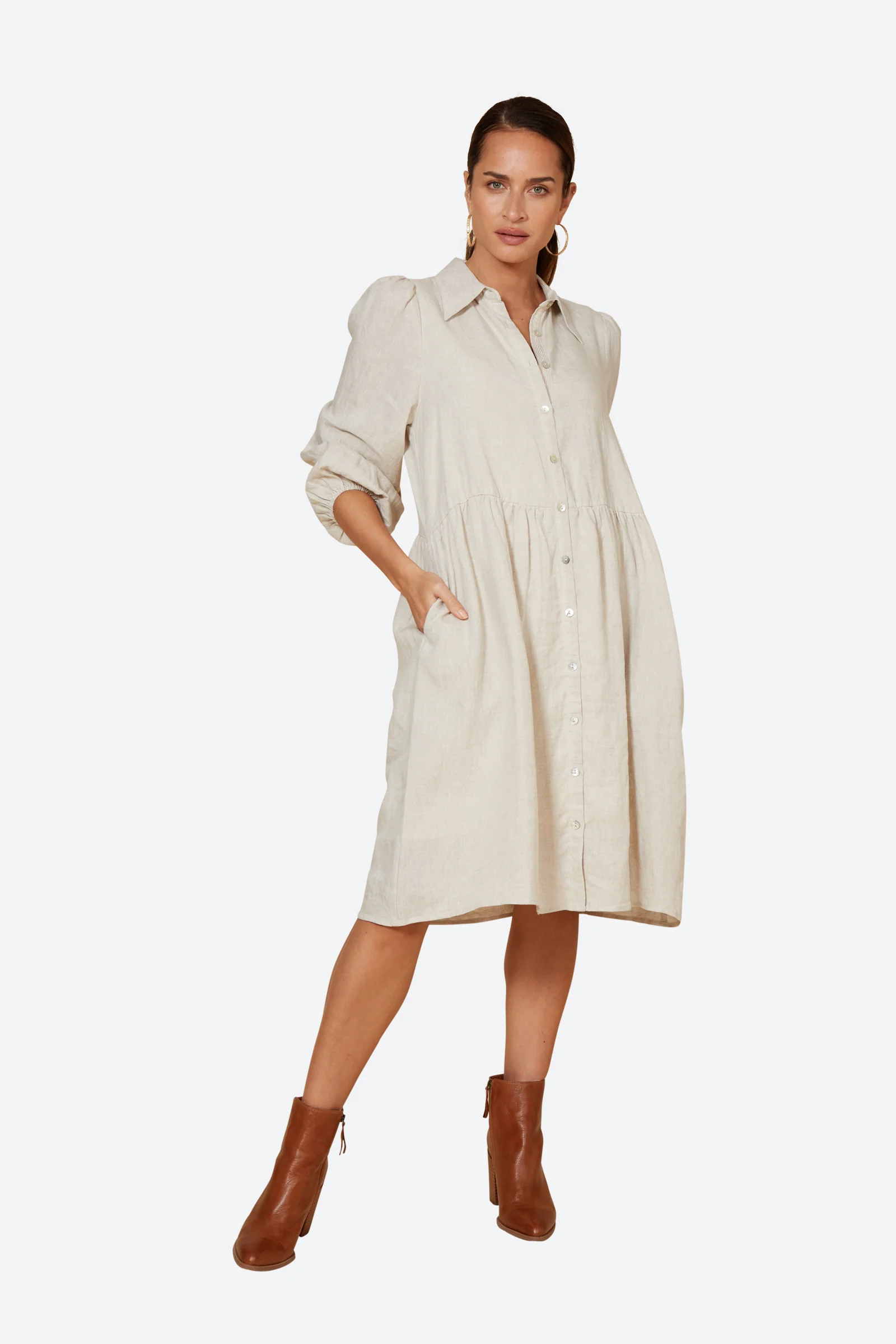 Studio Midi Shirt Dress - Tusk