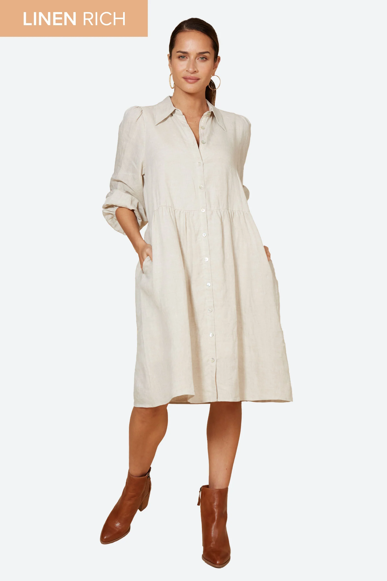 Studio Midi Shirt Dress - Tusk
