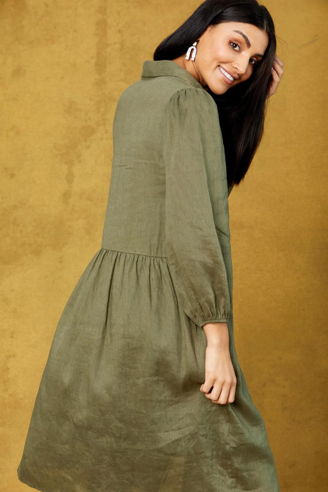 Studio Midi Shirt Dress - Khaki