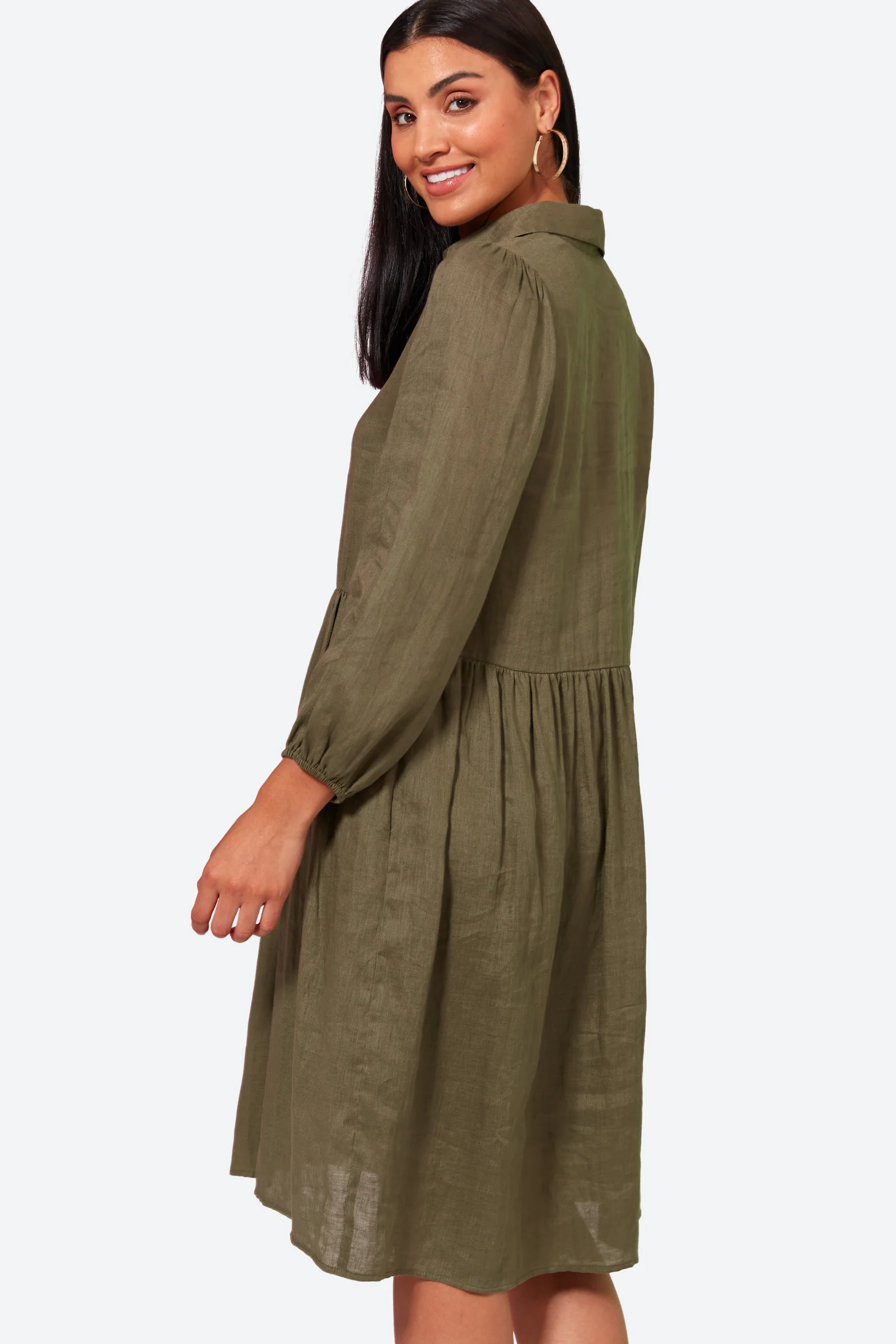 Studio Midi Shirt Dress - Khaki