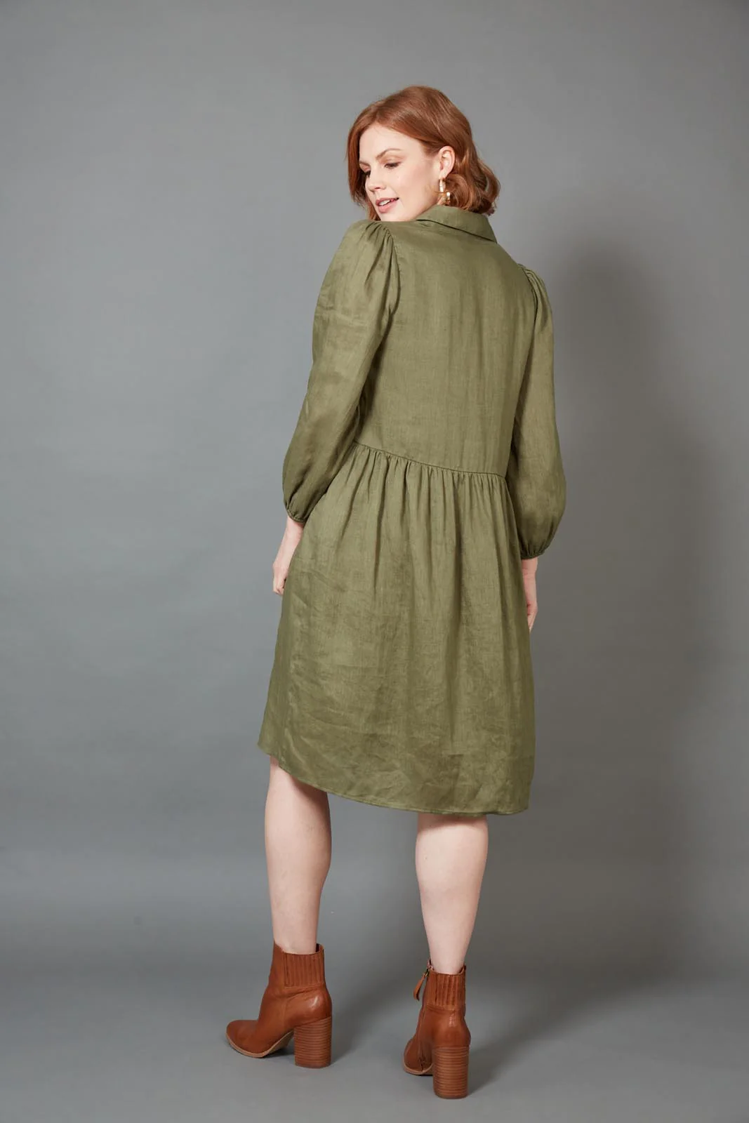 Studio Midi Shirt Dress - Khaki