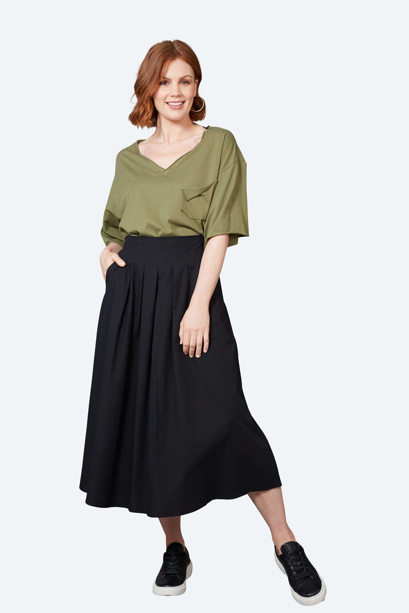 Studio Pleat Skirt - Ebony - eb&ive Clothing - Skirt Maxi