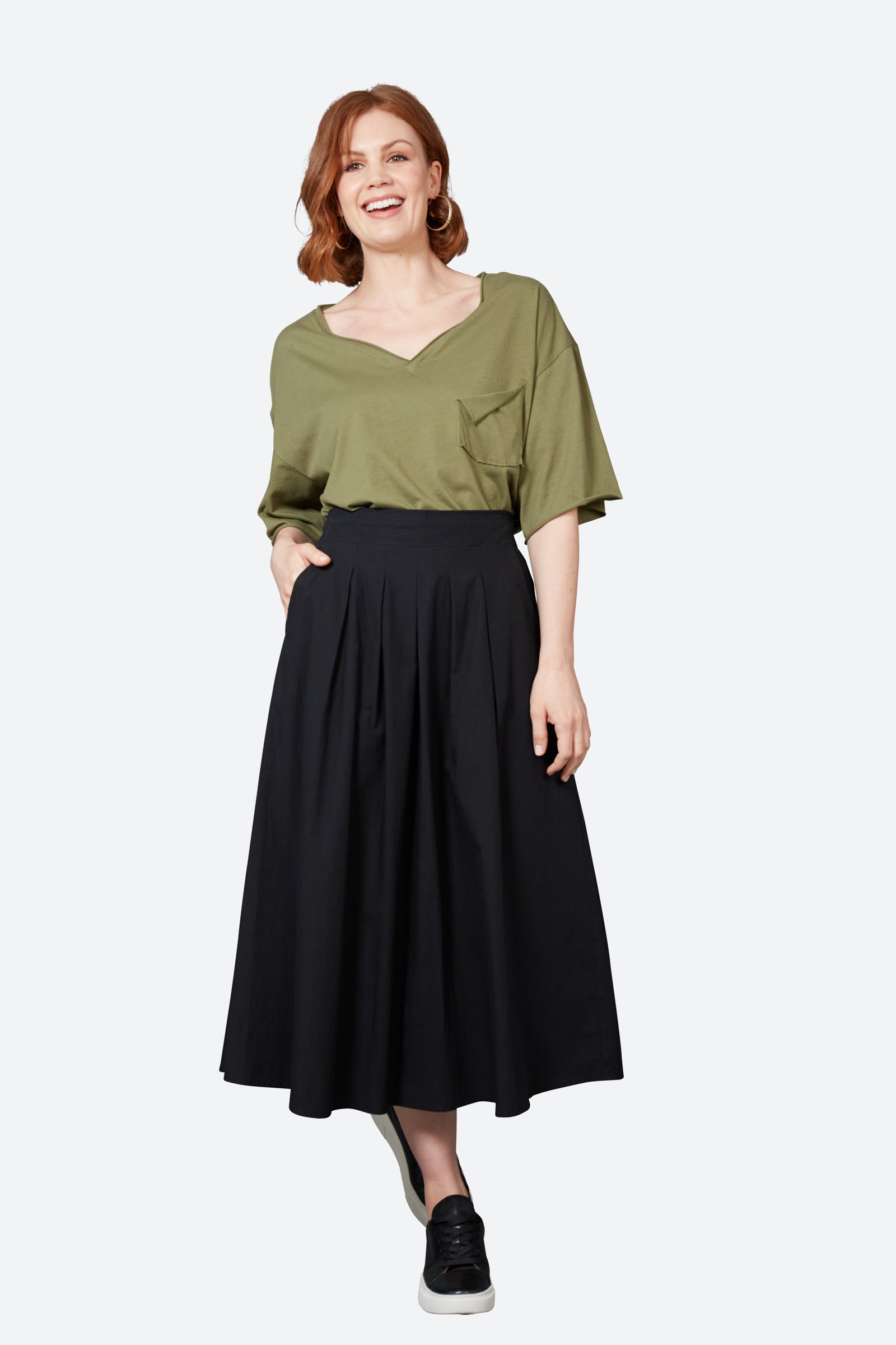 Studio Pleat Skirt - Ebony - eb&ive Clothing - Skirt Maxi