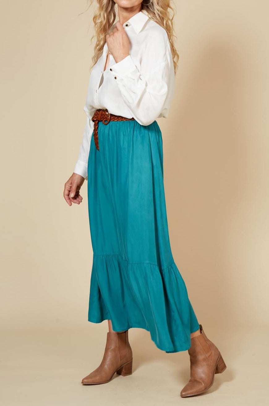 Vienetta Maxi Skirt - Teal - eb&ive Clothing - Skirt Maxi