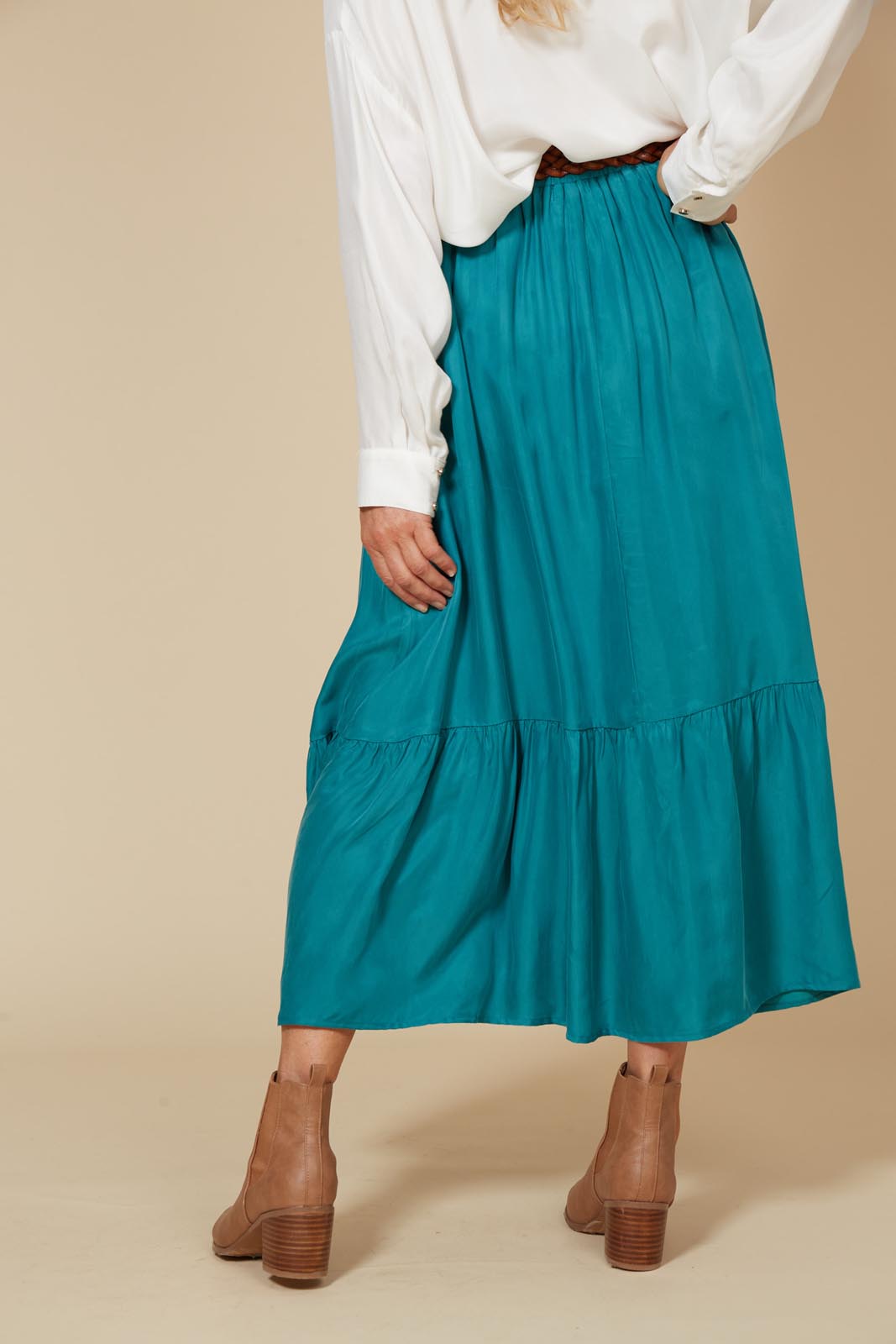 Vienetta Maxi Skirt - Teal - eb&ive Clothing - Skirt Maxi