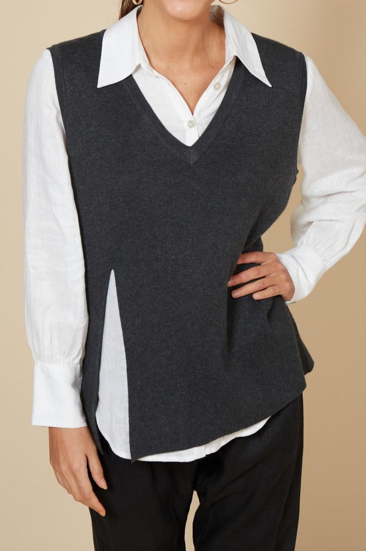 Cleo Vest - Fossil - eb&ive Clothing - Knit Vest