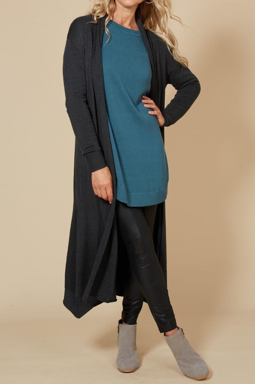 Cleo Longline Cardigan - Fossil - eb&ive Clothing - Knit Cardigan Long One Size