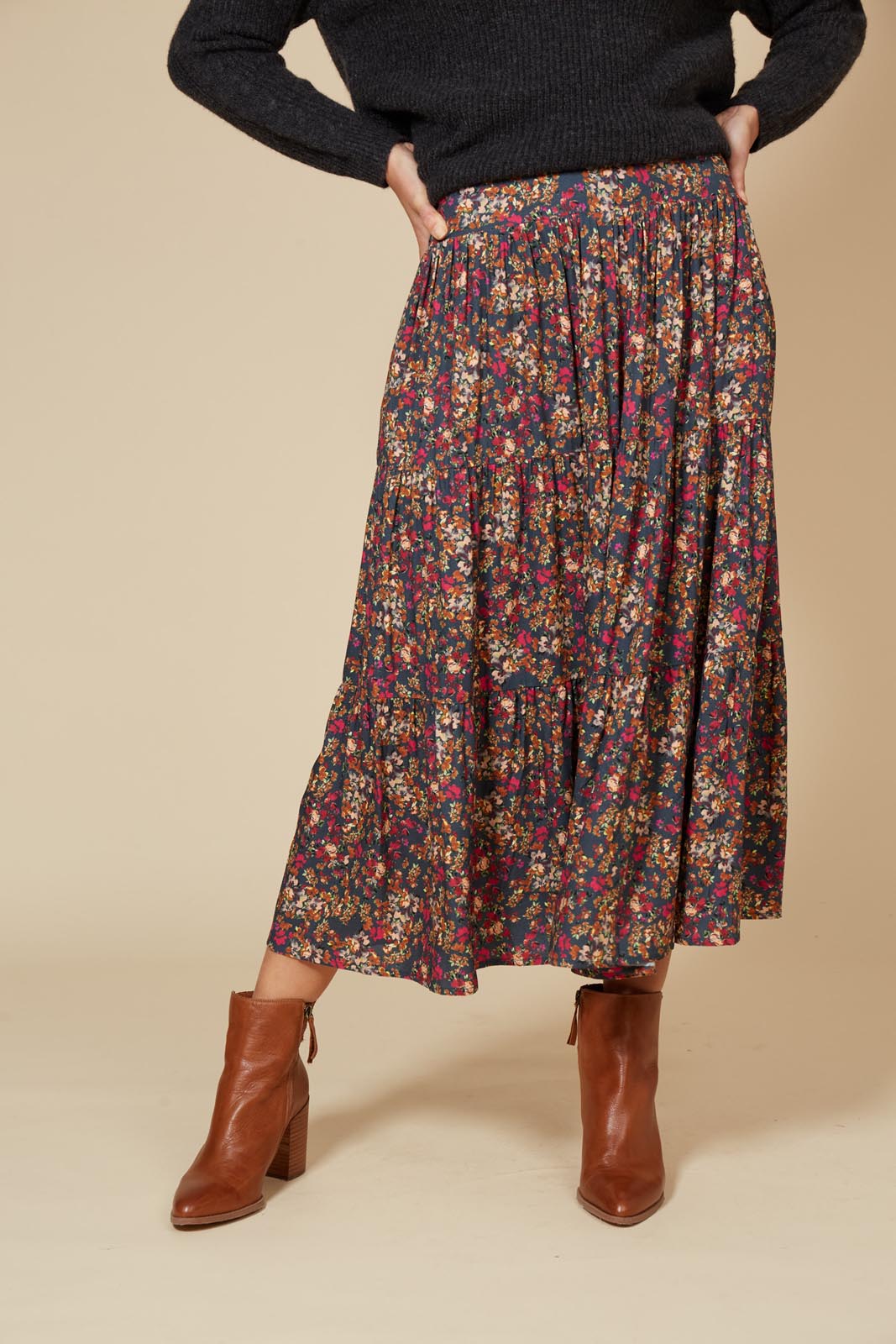 Milli Skirt - Black Ditsy - eb&ive Clothing - Skirt Maxi