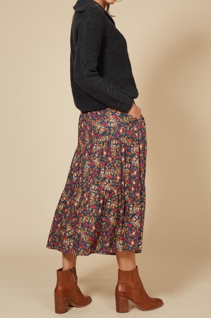 Milli Skirt - Black Ditsy - eb&ive Clothing - Skirt Maxi