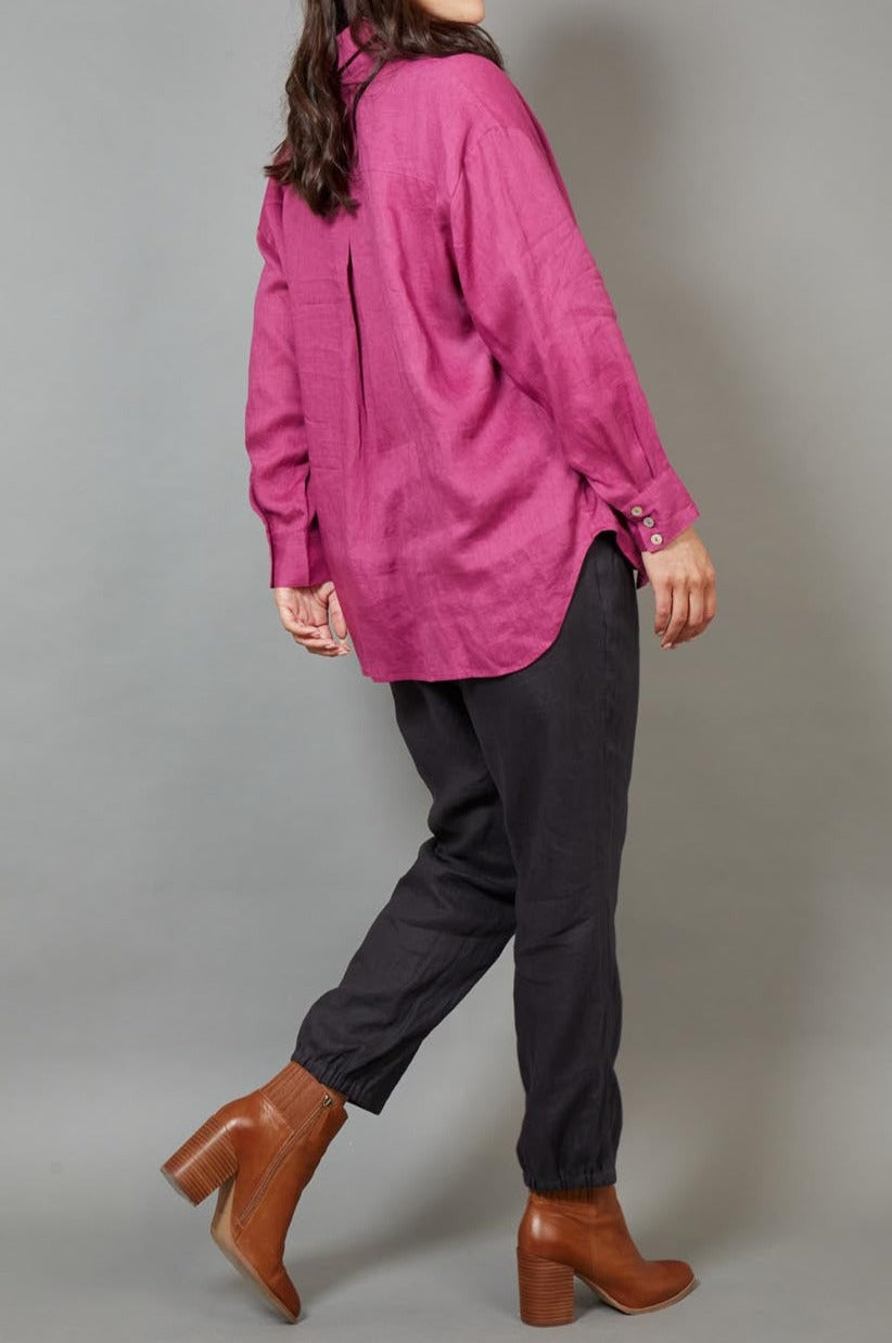 Diaz Tie Shirt - Mulberry - eb&ive Clothing - Shirt L/S Linen