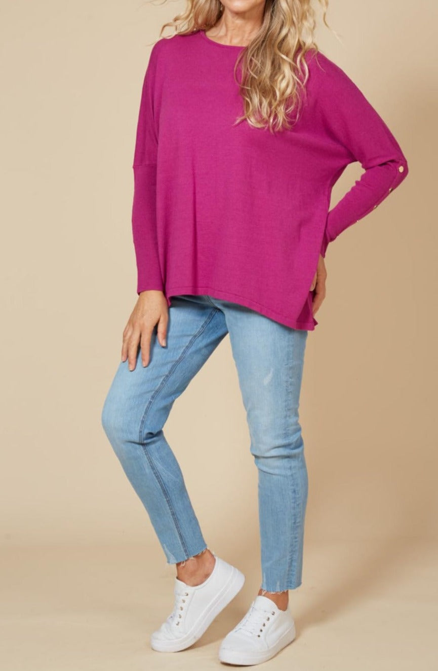 Kit Button Knit - Mulberry - eb&ive Clothing - Knit Jumper One Size