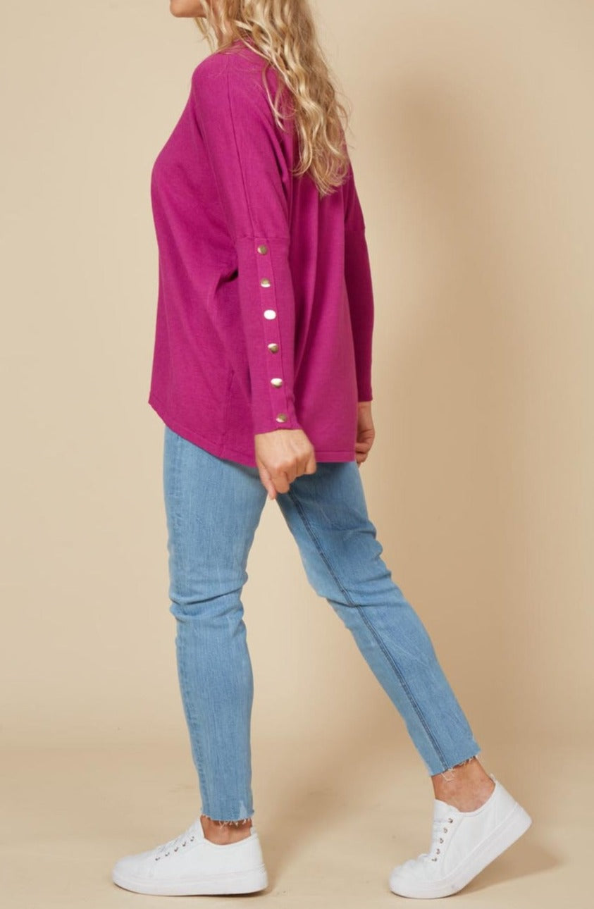 Kit Button Knit - Mulberry - eb&ive Clothing - Knit Jumper One Size