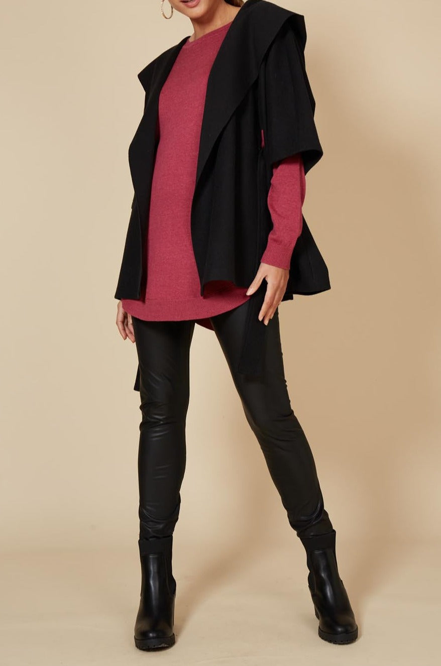 Klein Cape - Ebony - eb&ive Clothing - Knit Cape One Size