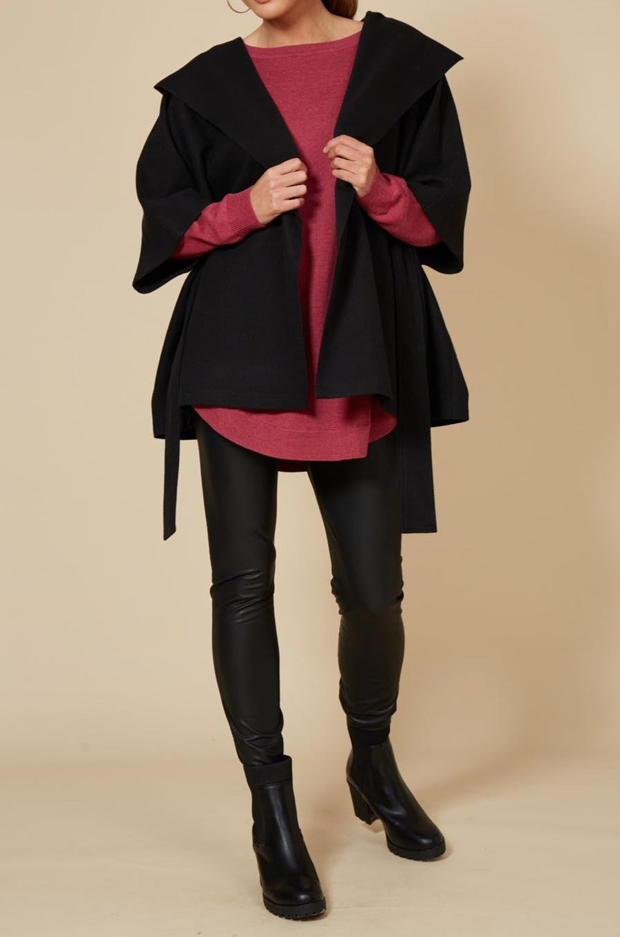 Klein Cape - Ebony - eb&ive Clothing - Knit Cape One Size