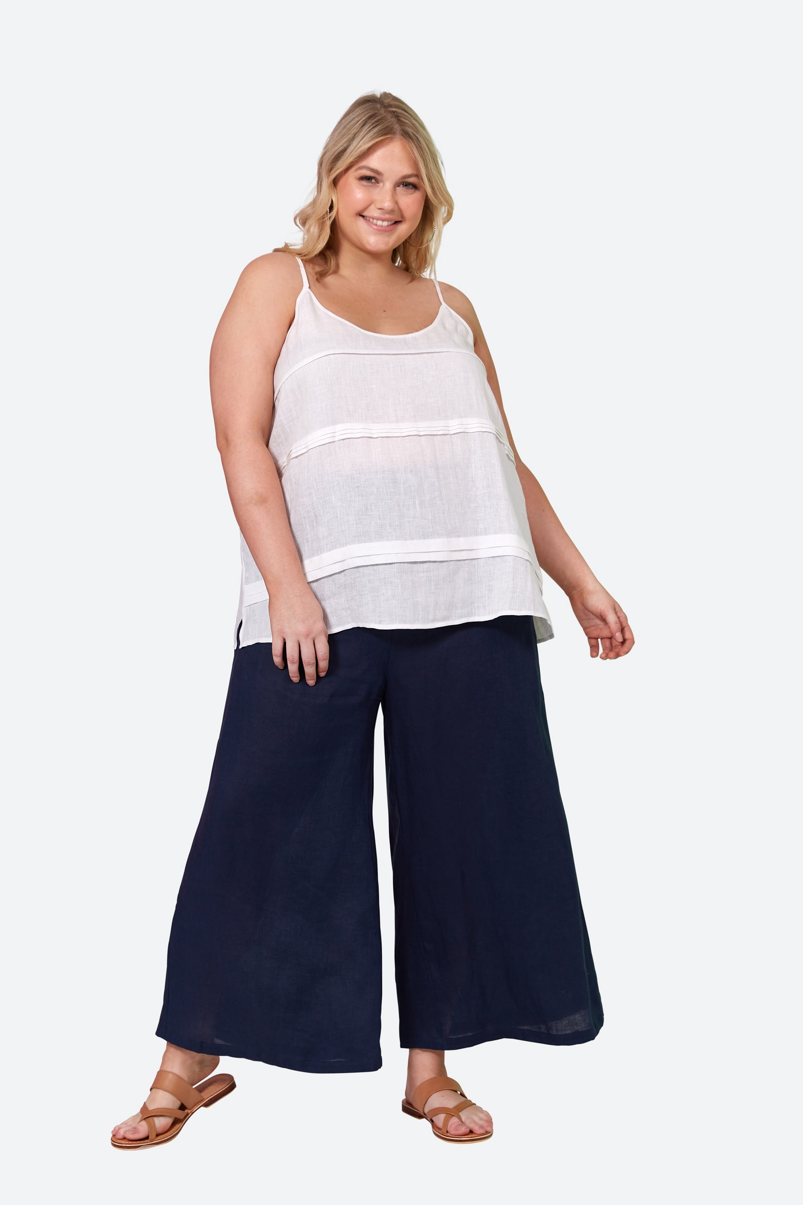 La Vie Tank - Blanc - eb&ive Clothing - Top Strappy Linen