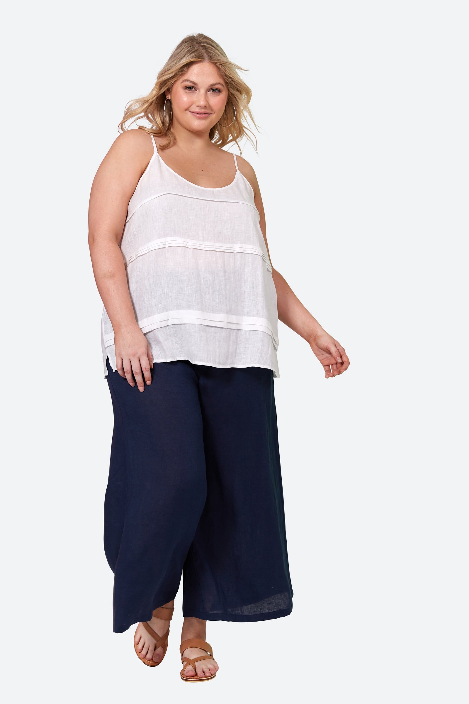 La Vie Tank - Blanc - eb&ive Clothing - Top Strappy Linen