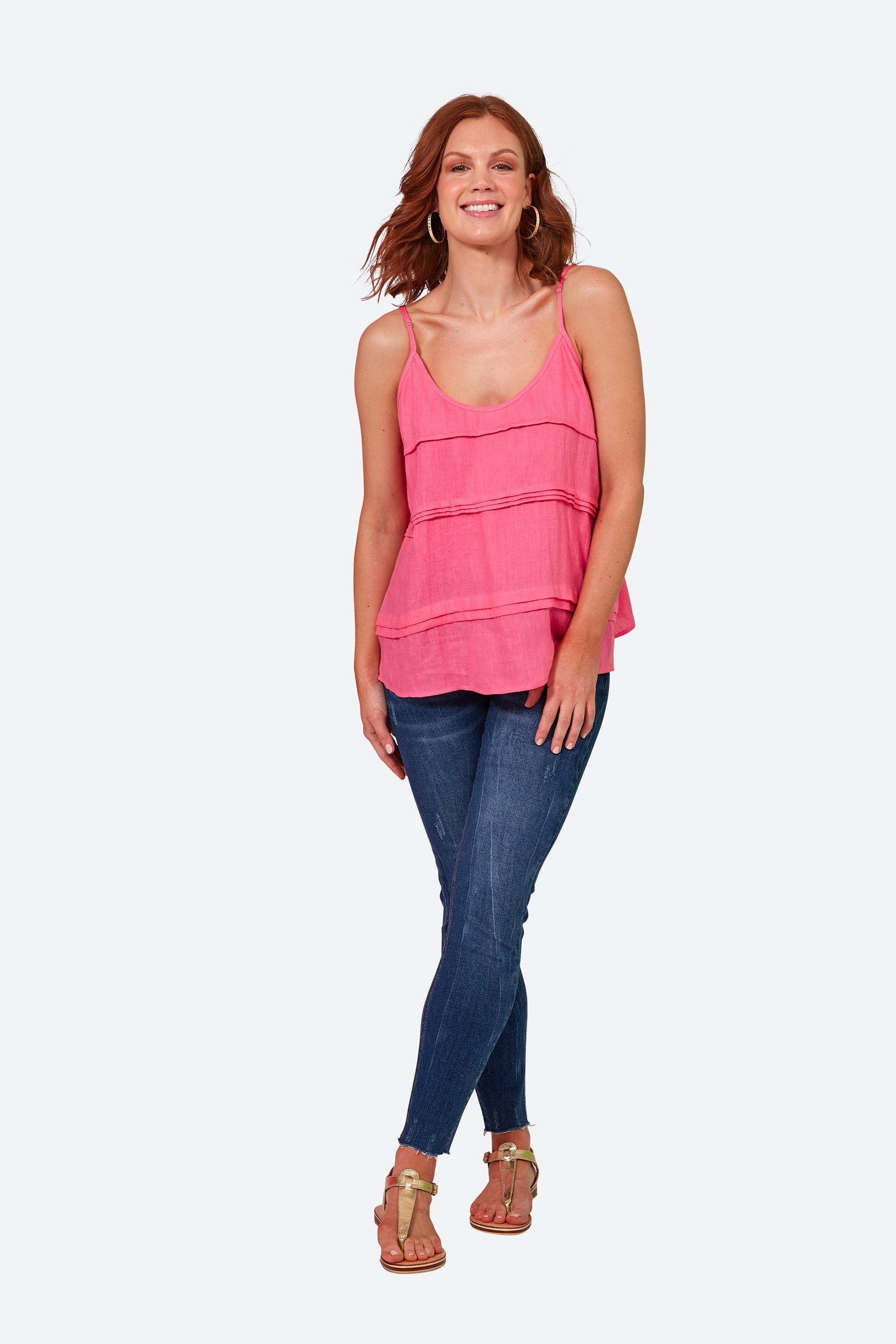 La Vie Tank - Candy - eb&ive Clothing - Top Strappy Linen