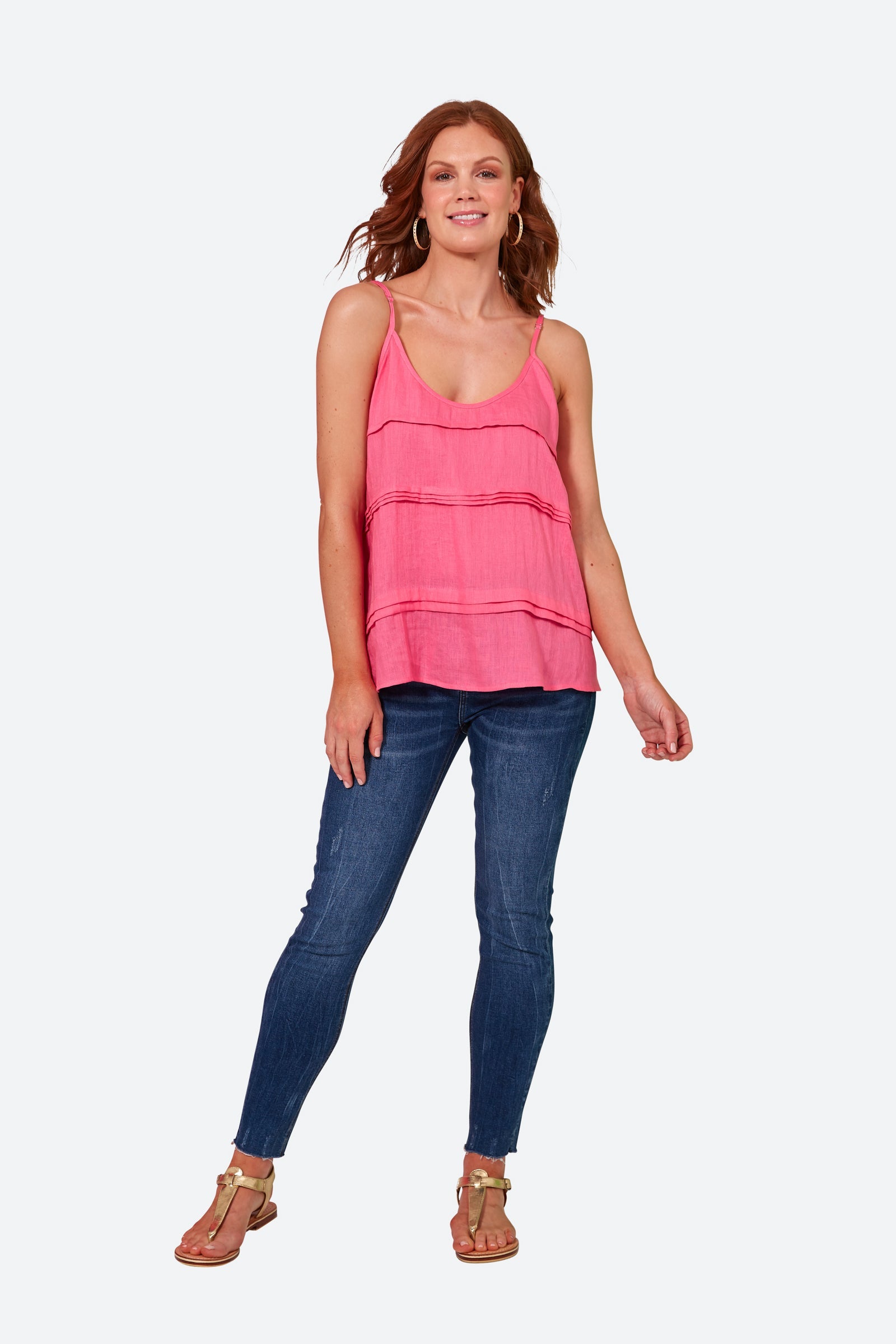 La Vie Tank - Candy - eb&ive Clothing - Top Strappy Linen
