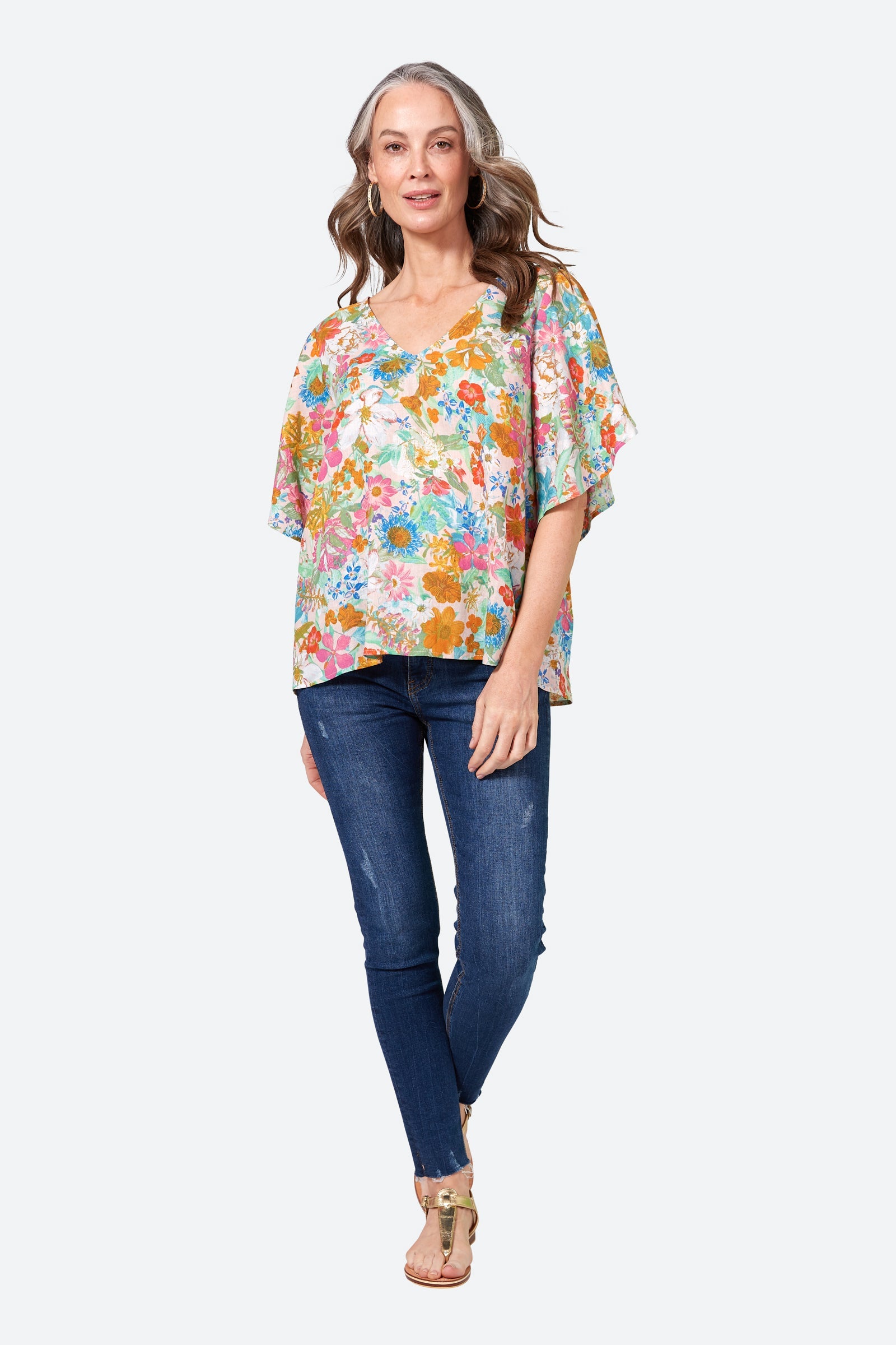 Verve Top - Pink Flourish - eb&ive Clothing - Top S/S Linen