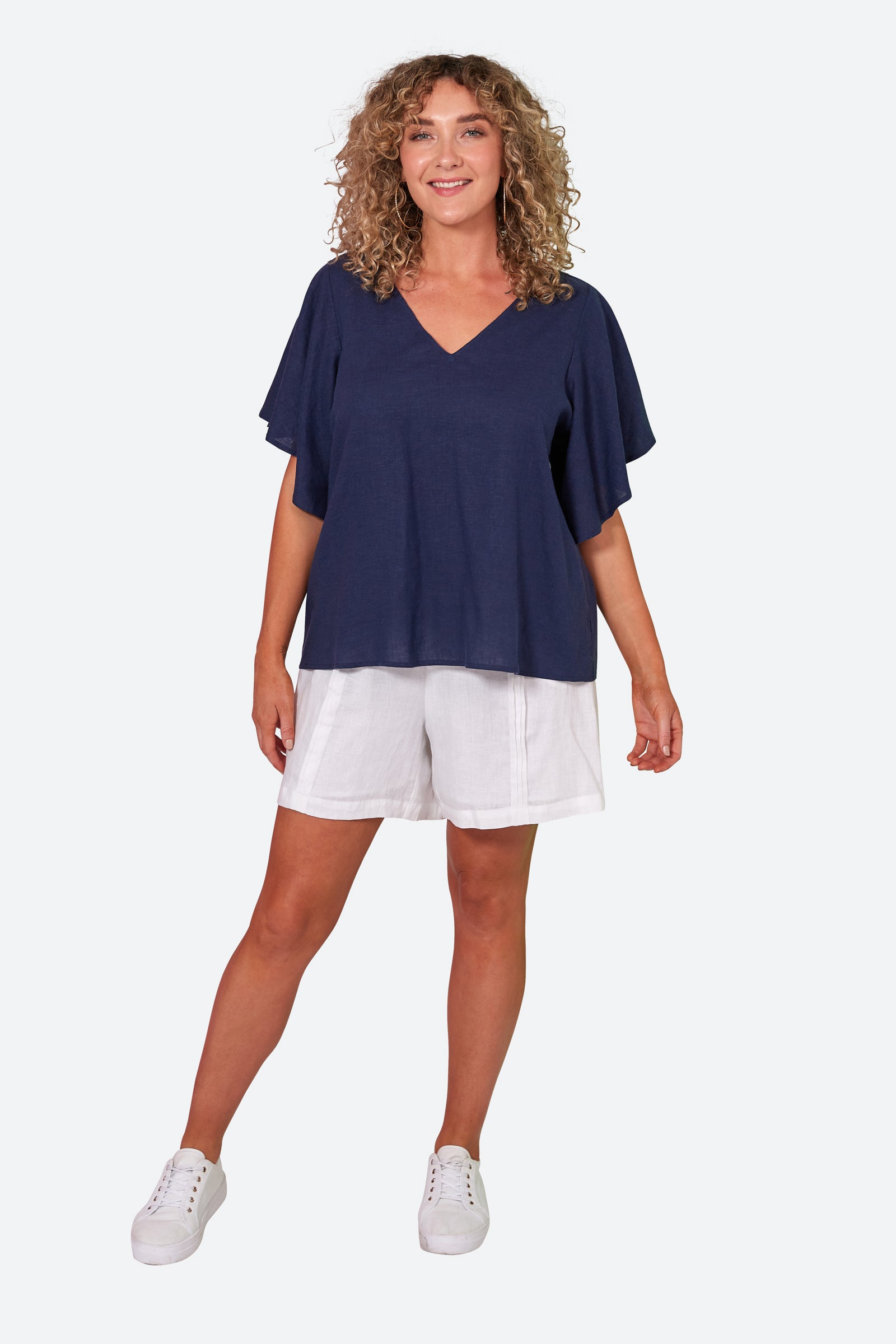 Verve Top - Sapphire - eb&ive Clothing - Top S/S Linen