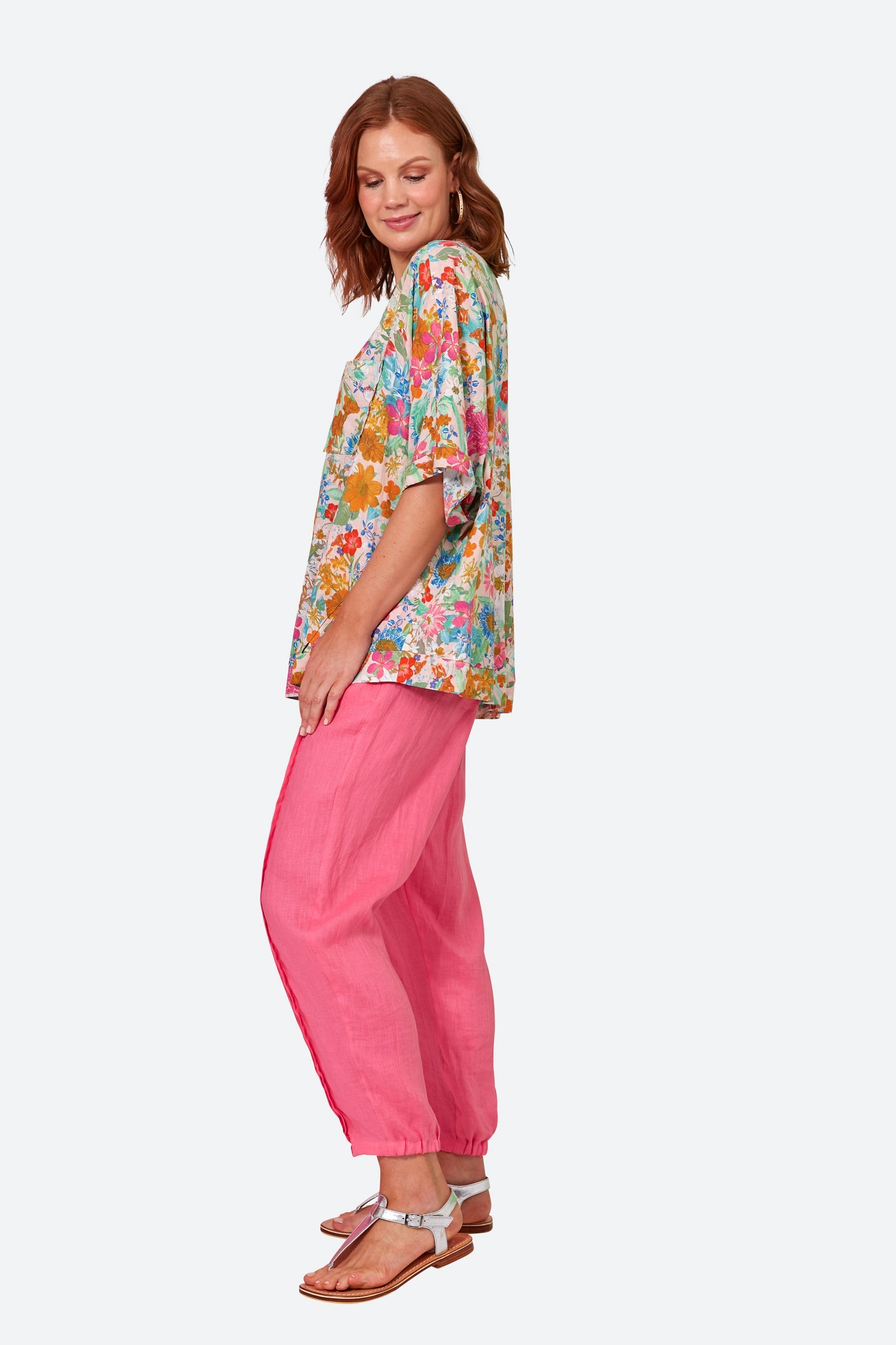 Verve Relax Top - Pink Flourish - eb&ive Clothing - Top S/S One Size
