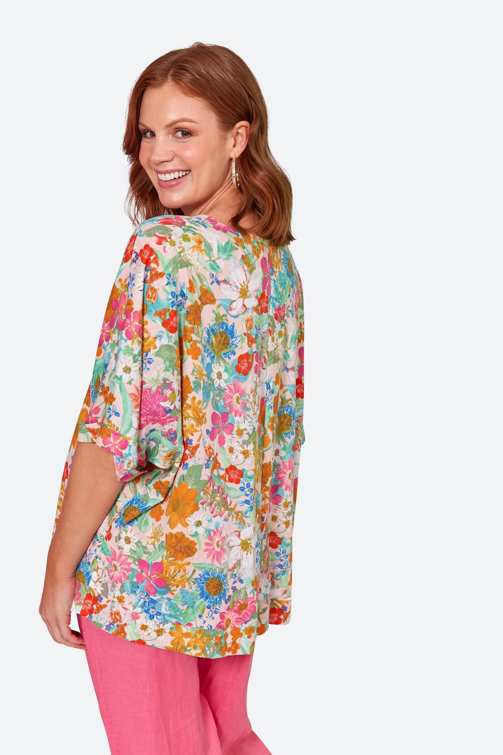 Verve Relax Top - Pink Flourish - eb&ive Clothing - Top S/S One Size