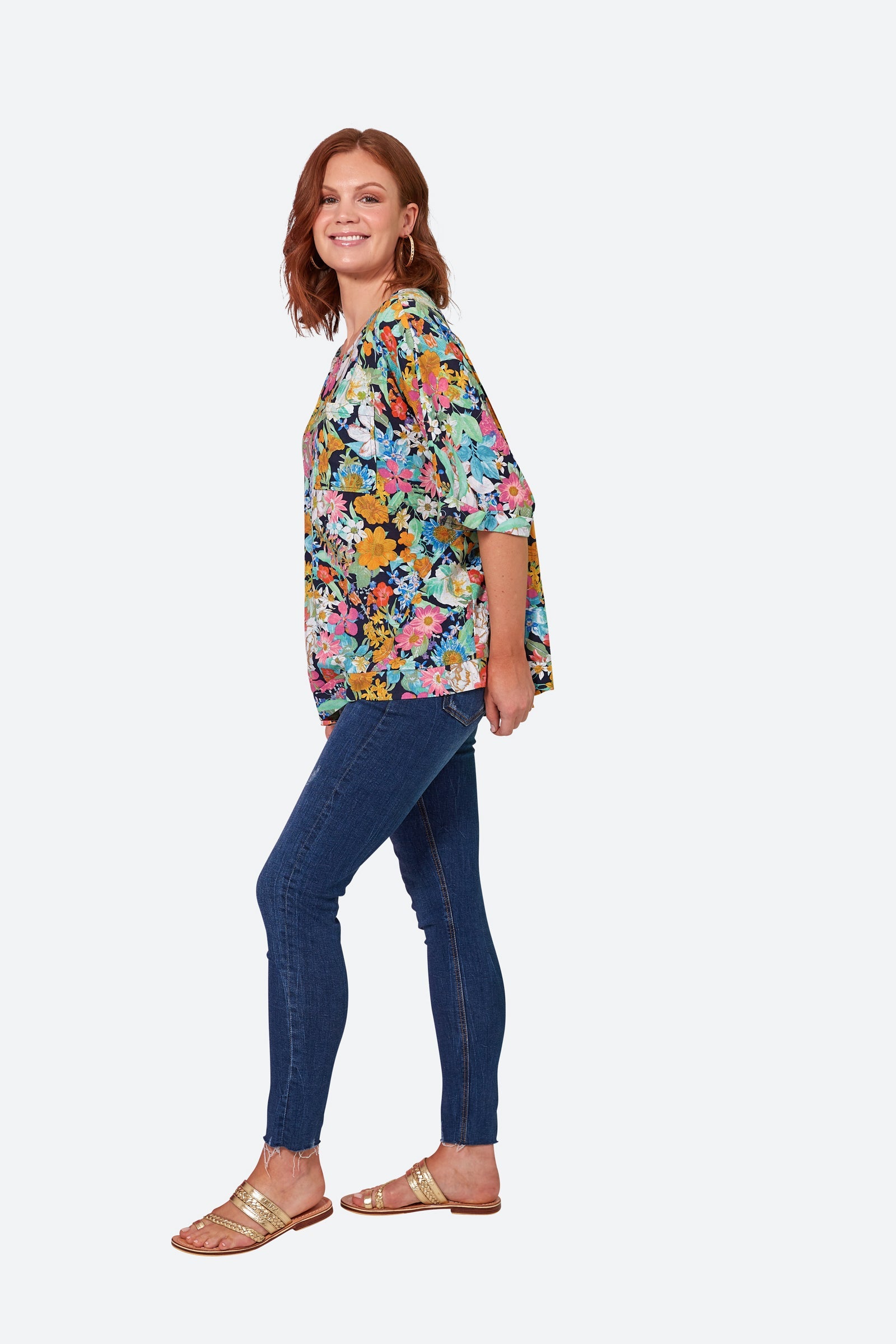 Verve Relax Top - Navy Flourish - eb&ive Clothing - Top S/S One Size