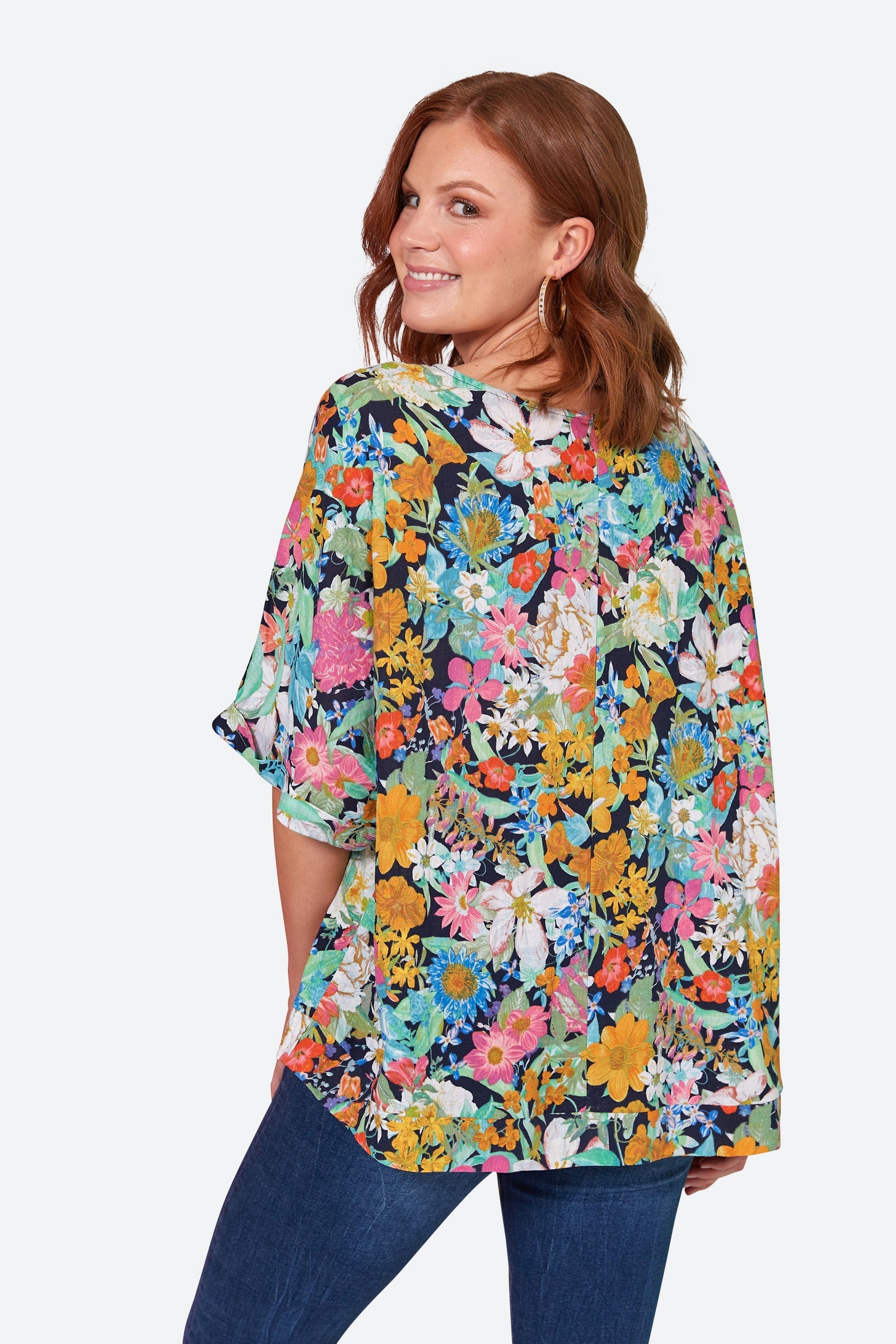 Verve Relax Top - Navy Flourish - eb&ive Clothing - Top S/S One Size