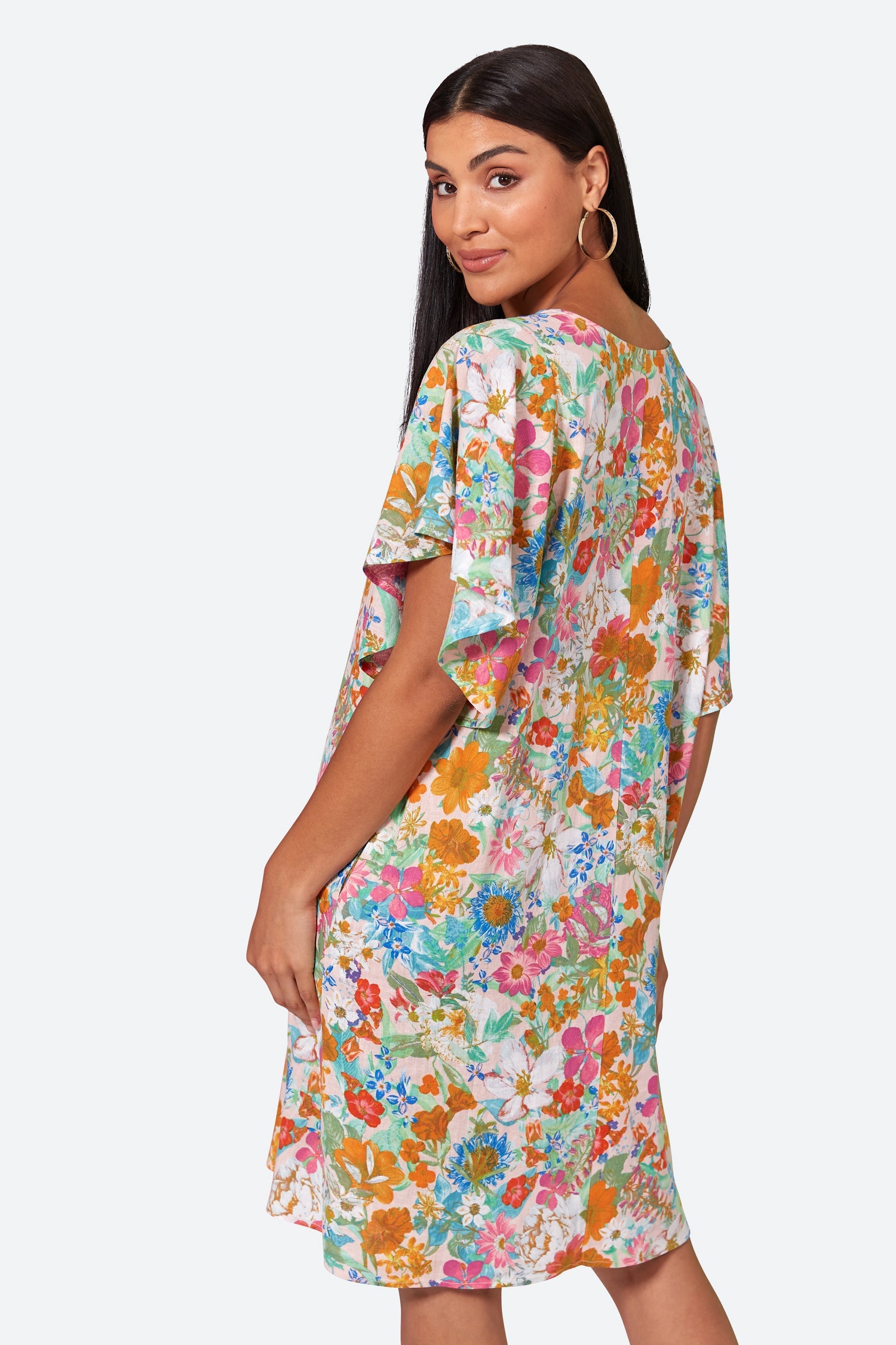 Verve Dress - Pink Flourish - eb&ive Clothing - Dress Mid Linen