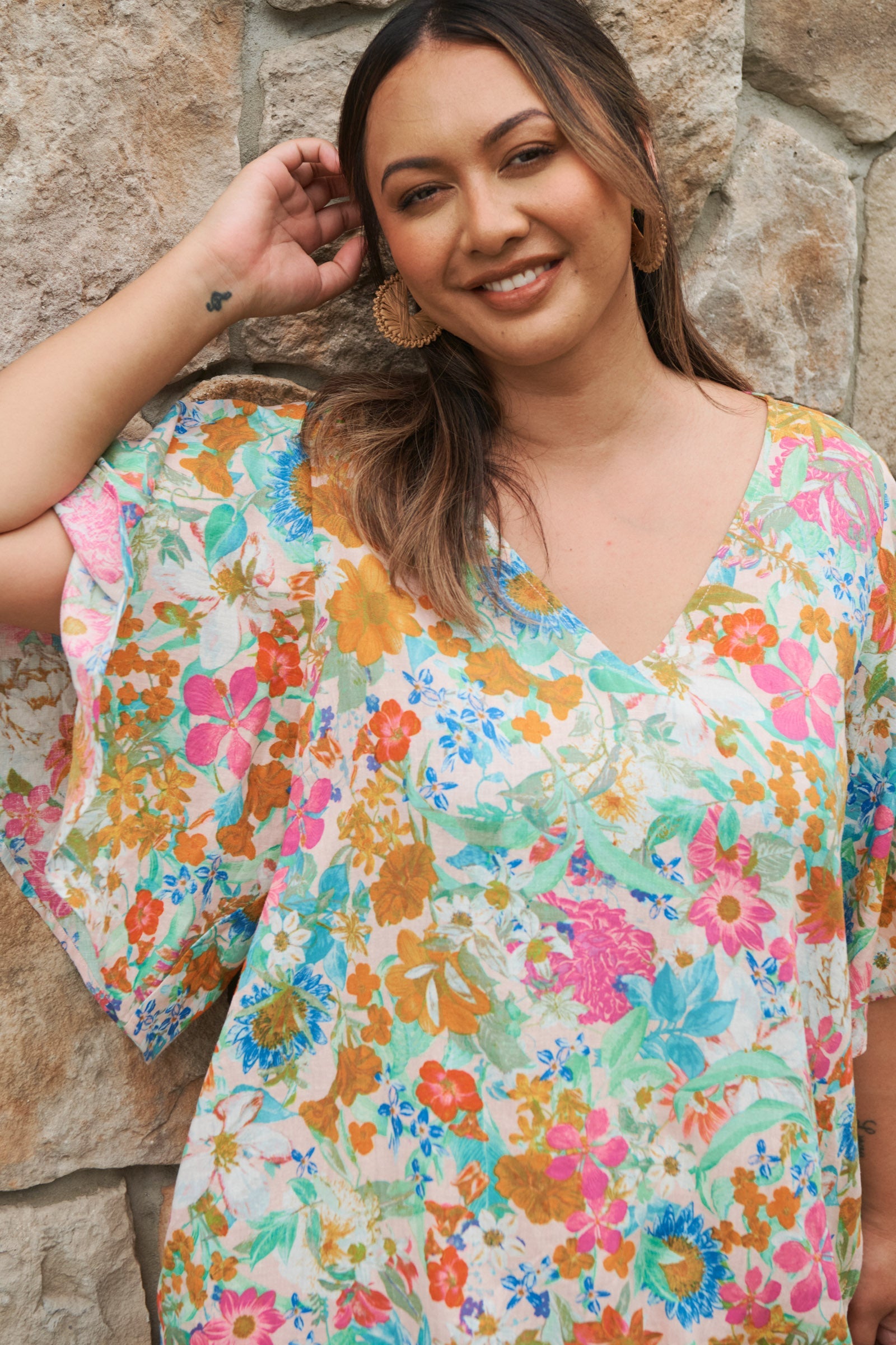 Verve Dress - Pink Flourish - eb&ive Clothing - Dress Mid Linen