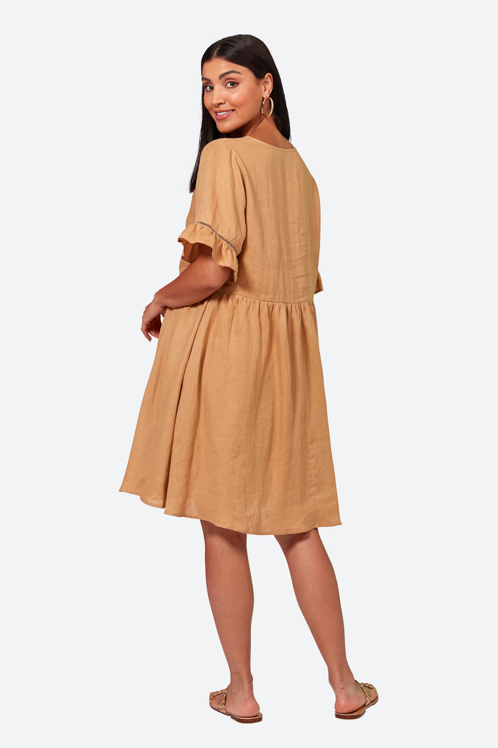 La Vie Dress - Caramel - eb&ive Clothing - Dress Mini Linen