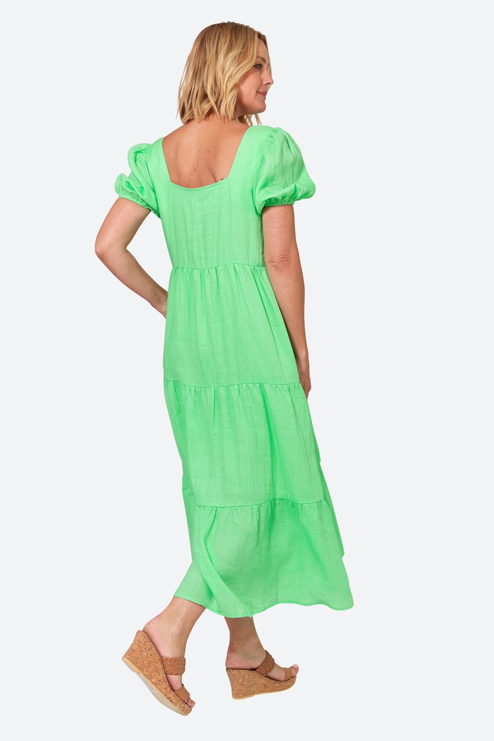 La Vie Pintuck Maxi - Kiwi - eb&ive Clothing - Dress Maxi Linen