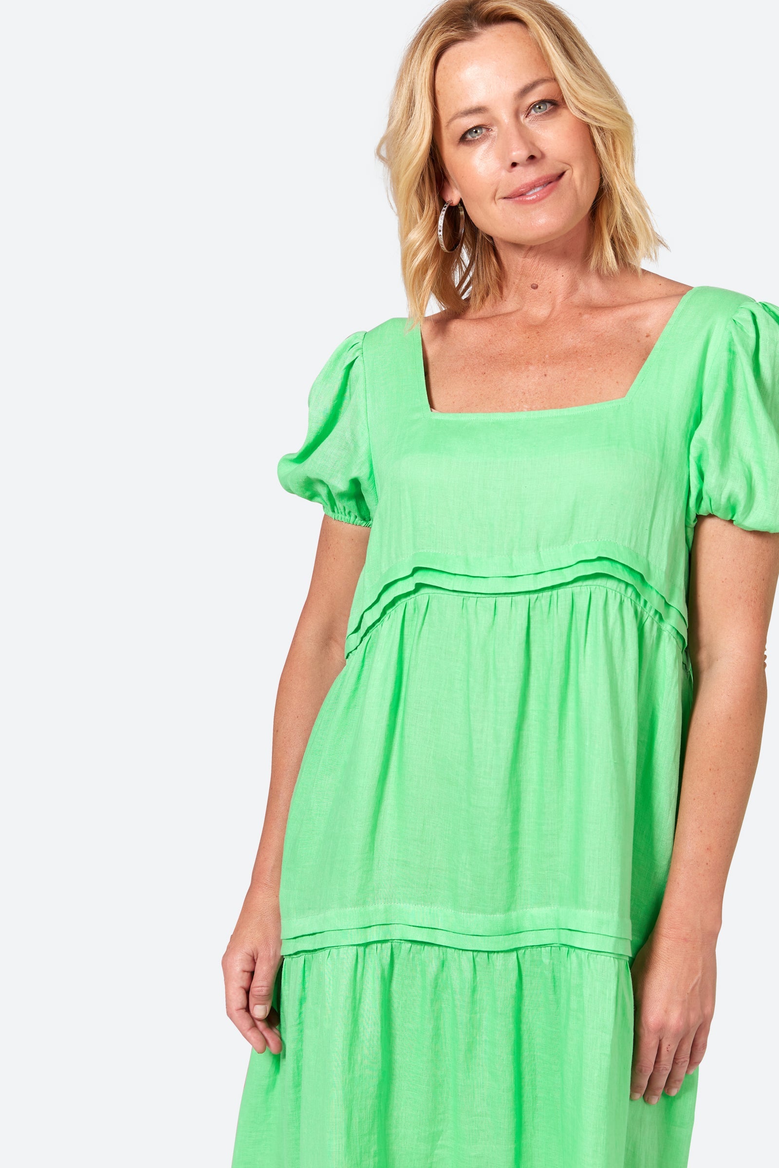 La Vie Pintuck Maxi - Kiwi - eb&ive Clothing - Dress Maxi Linen