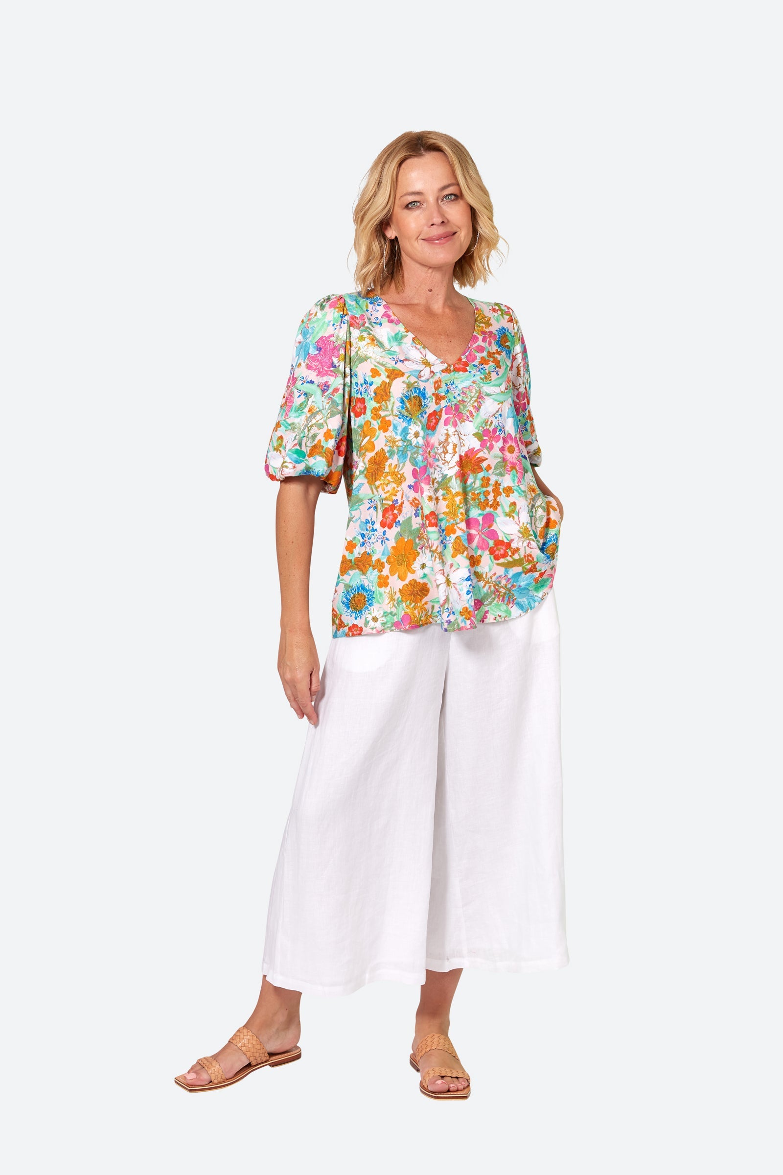 Esprit Top - Pink Flourish - eb&ive Clothing - Top 3/4 Sleeve