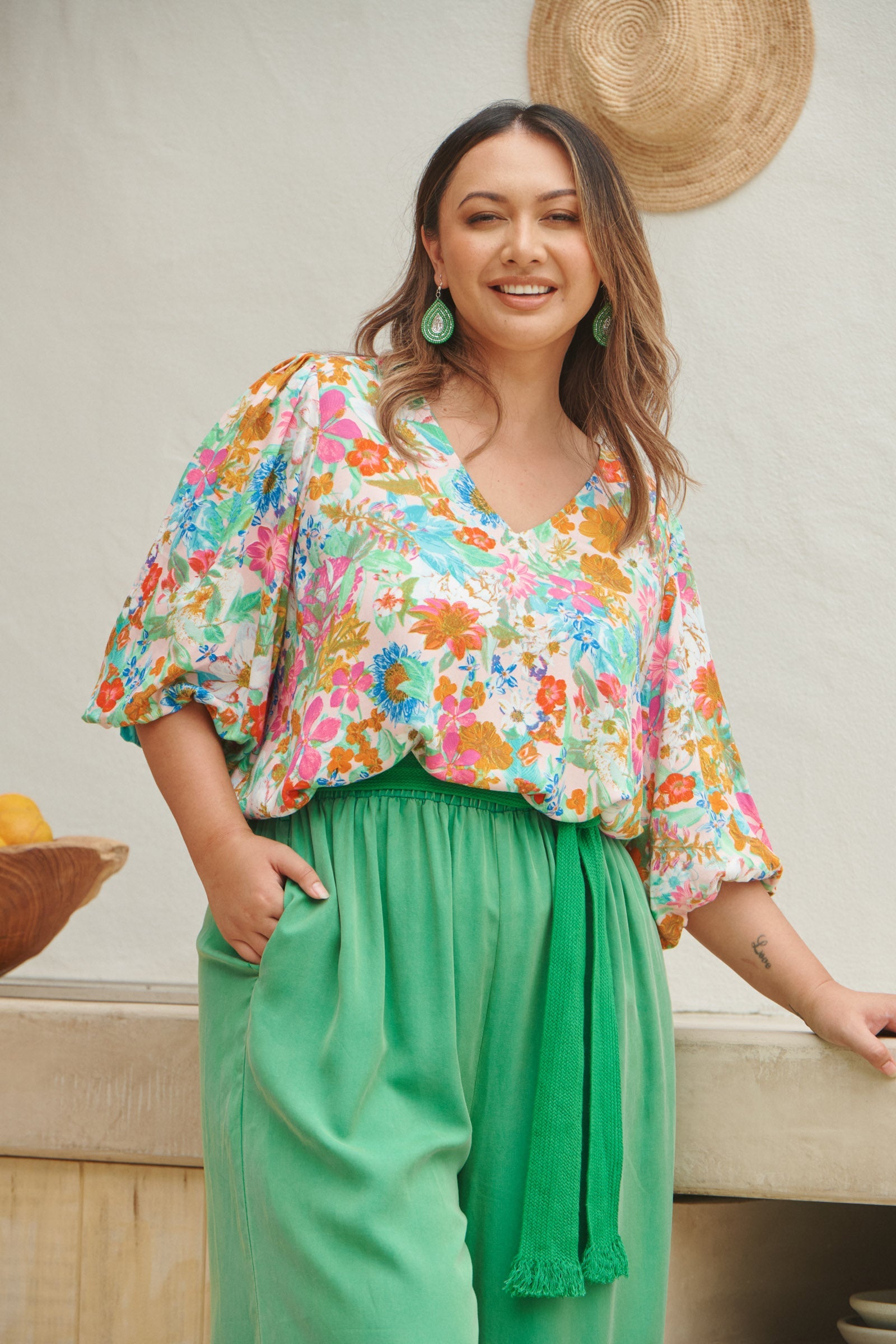 Esprit Top - Pink Flourish - eb&ive Clothing - Top 3/4 Sleeve