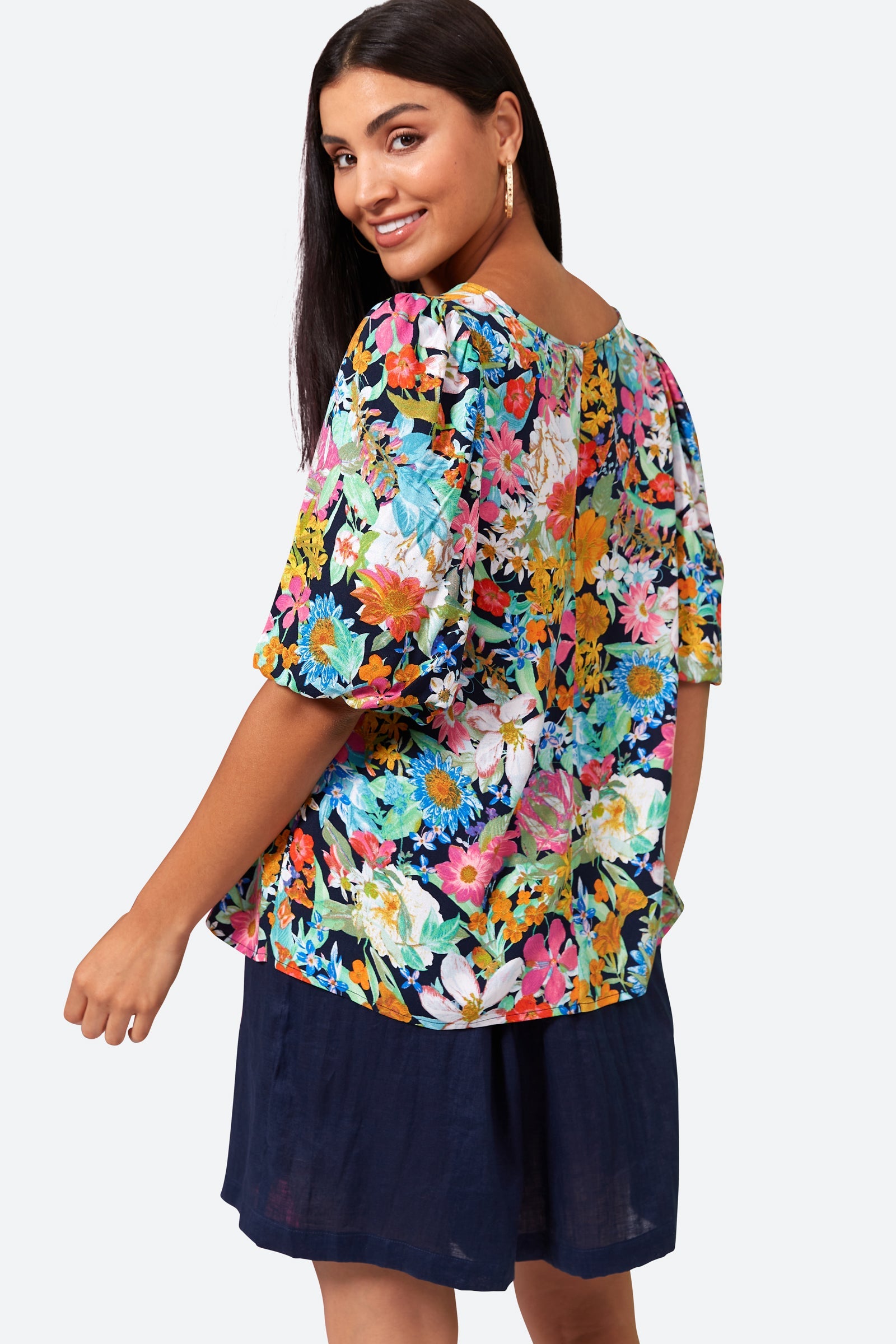 Esprit Top - Navy Flourish - eb&ive Clothing - Top 3/4 Sleeve