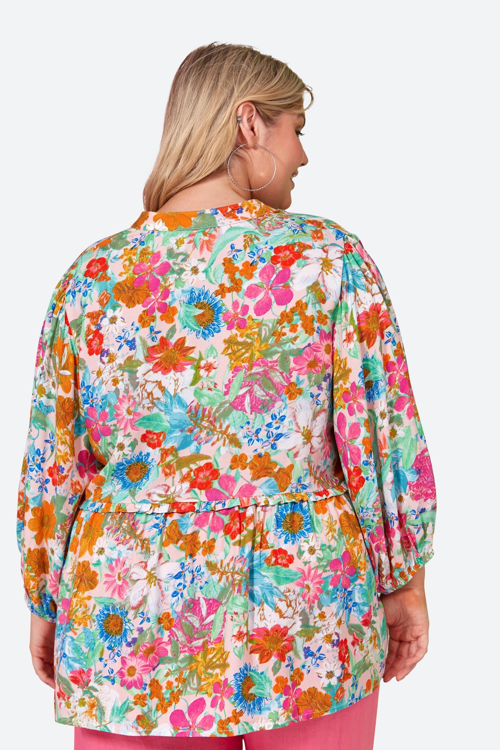 Esprit Frill Top - Pink Flourish - eb&ive Clothing - Top 3/4 Sleeve