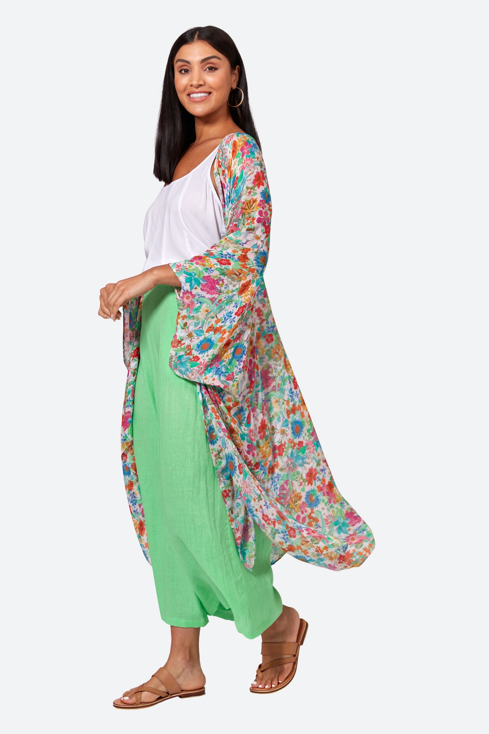 Esprit Cape - Pink Flourish - eb&ive Clothing - Kimono Cape Long One Size