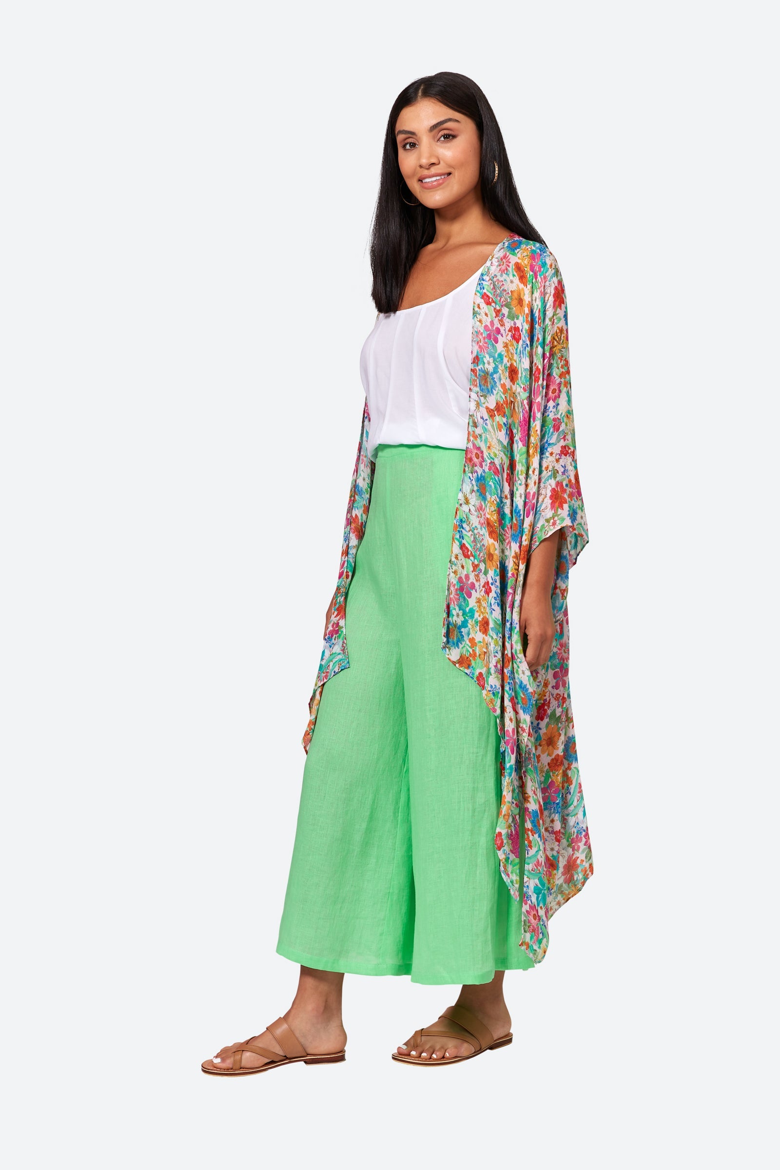 Esprit Cape - Pink Flourish - eb&ive Clothing - Kimono Cape Long One Size