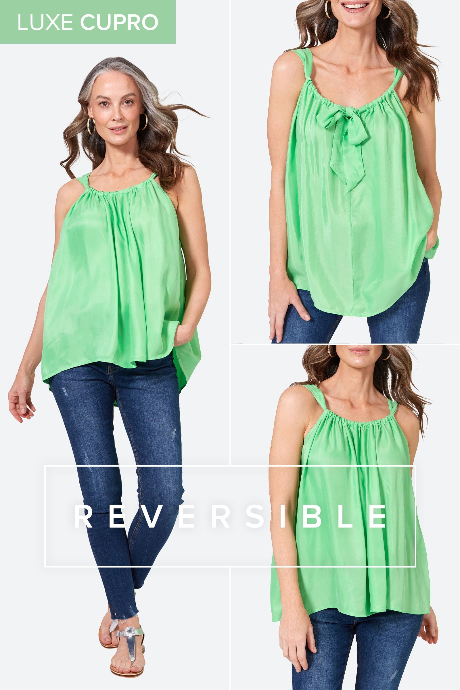 Elixir Tank - Kiwi - eb&ive Clothing - Top Strappy Cupro