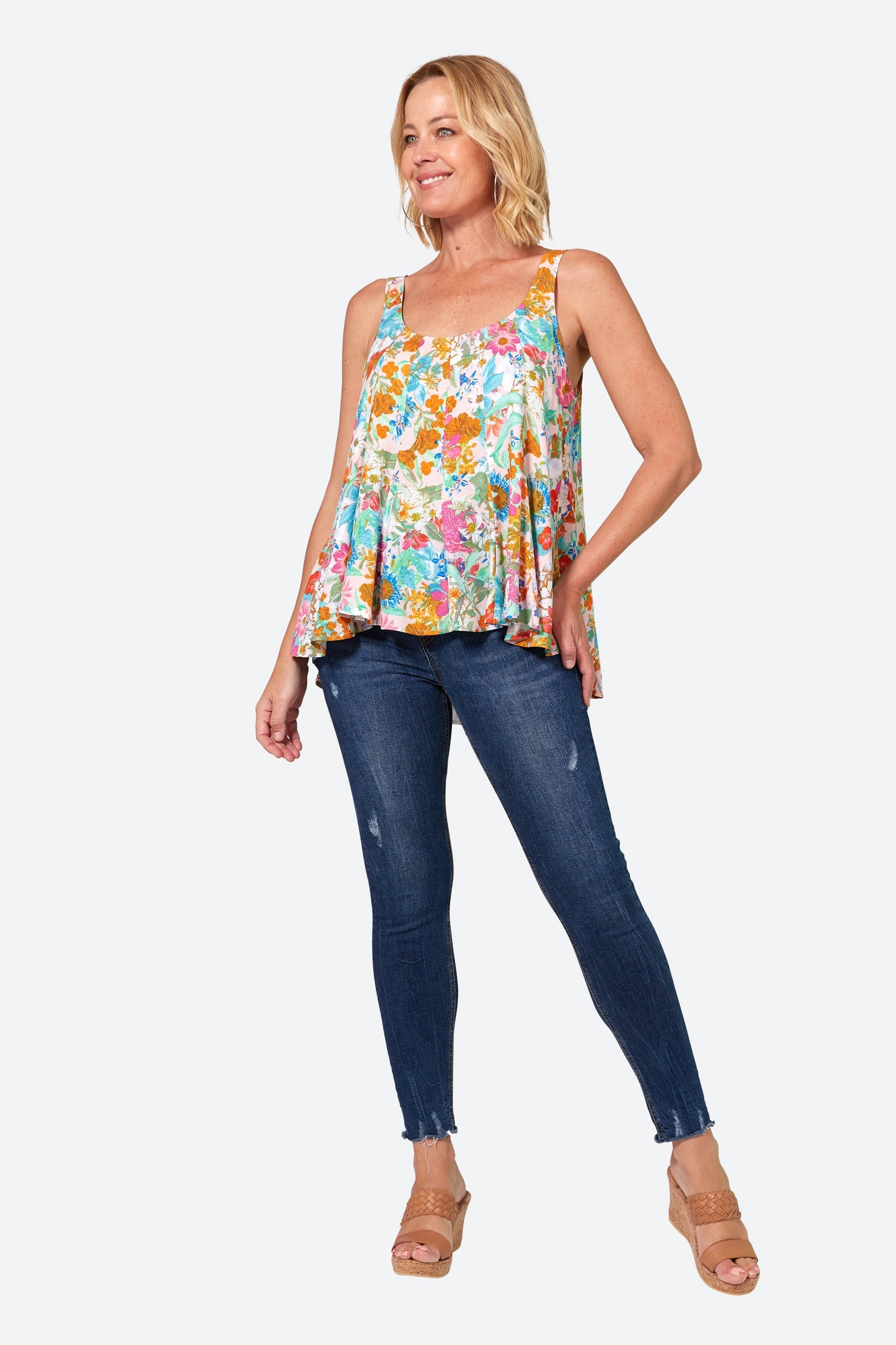 Esprit Tank - Pink Flourish - eb&ive Clothing - Top Sleeveless