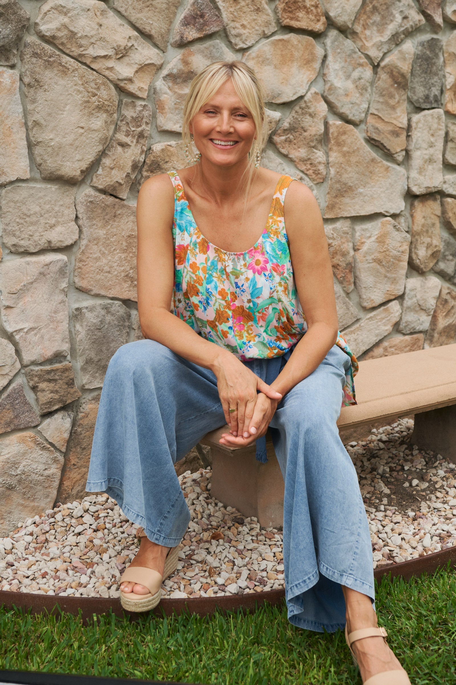 Esprit Tank - Pink Flourish - eb&ive Clothing - Top Sleeveless